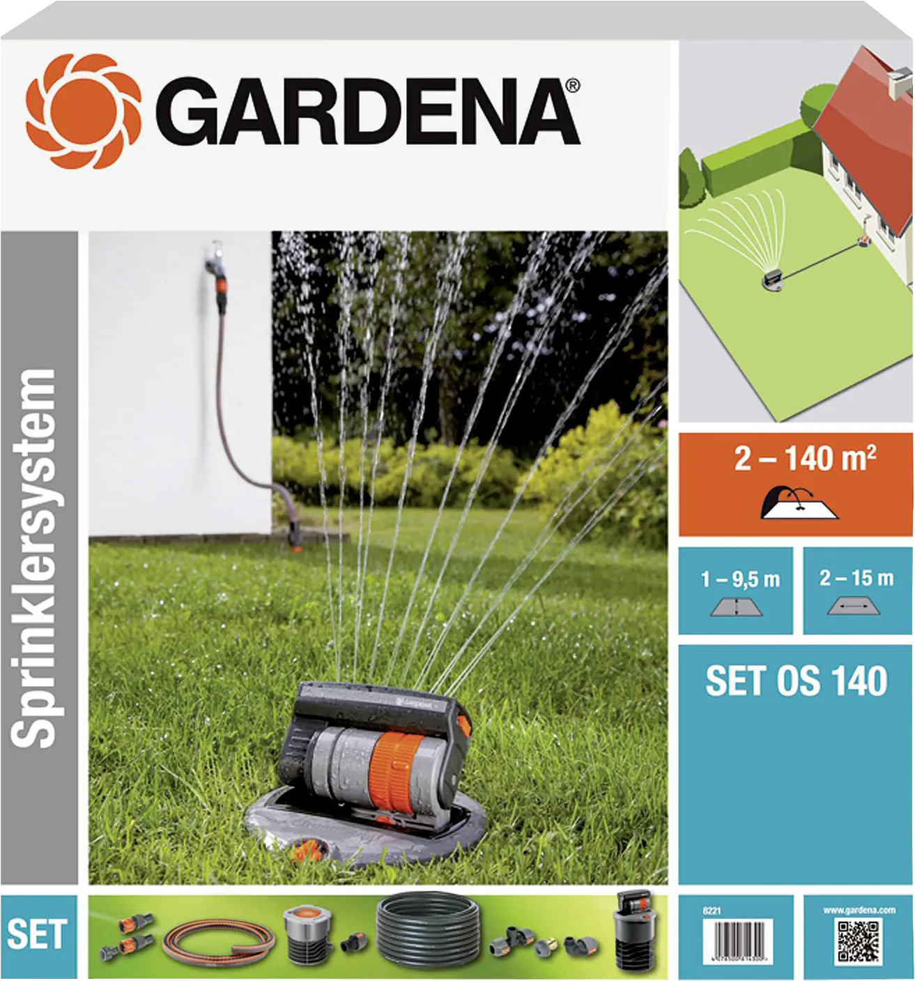 Gardena Sprinklersystem Set mit Versenkregner OS 140