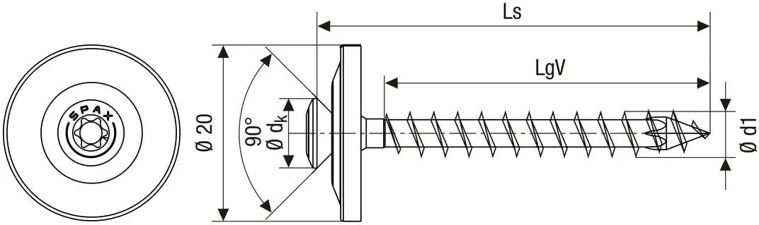 Spax Spenglerschrauben 4,5 x 45 mm T20 Vollgewinde - 30 Stk. 