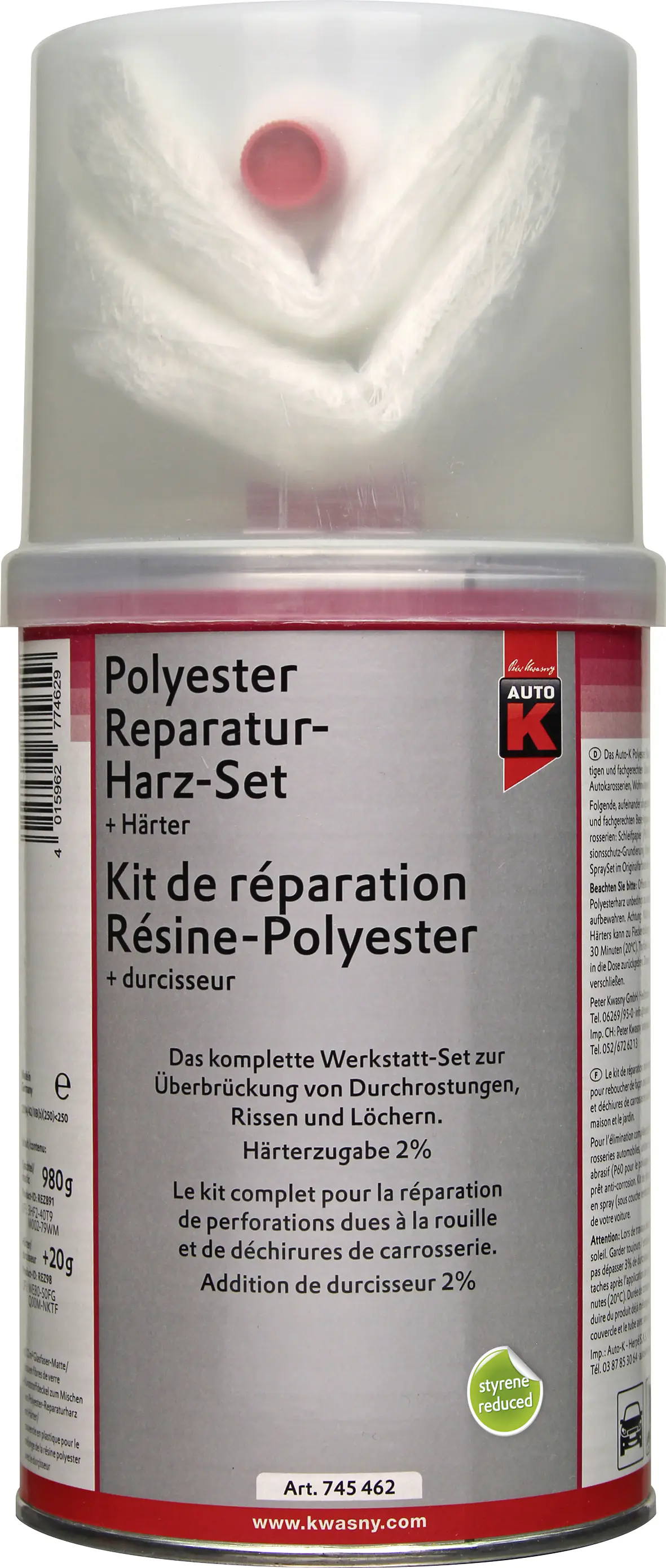 Auto-K Polyester Reparaturharz Set + Härter 1000g Auto-K Polyester Reparaturharz Set + Härter 1000g