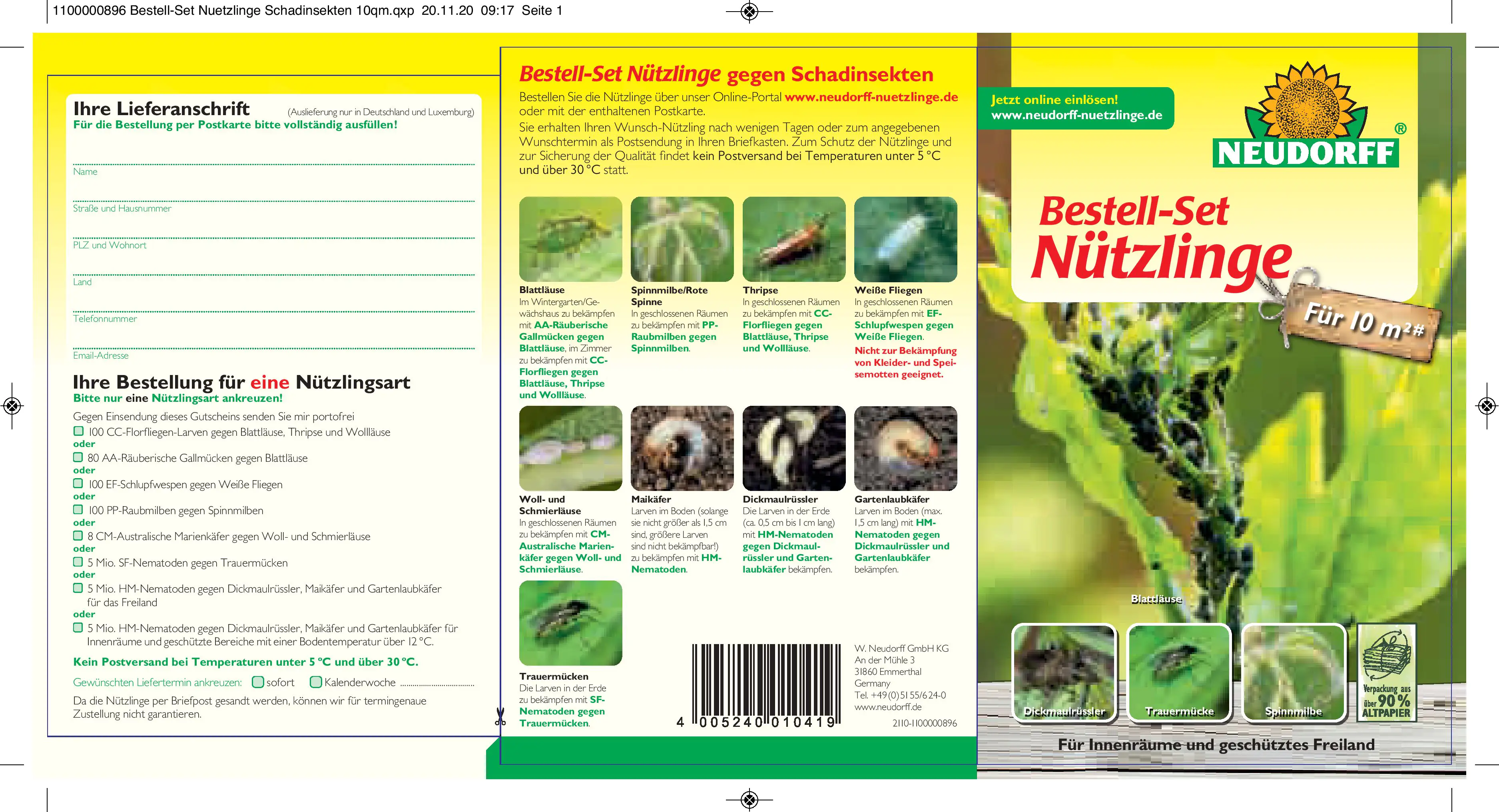 Neudorff Bestell-Set Nützlinge Schadinsekten gegen Schadinsekten 1 Stück