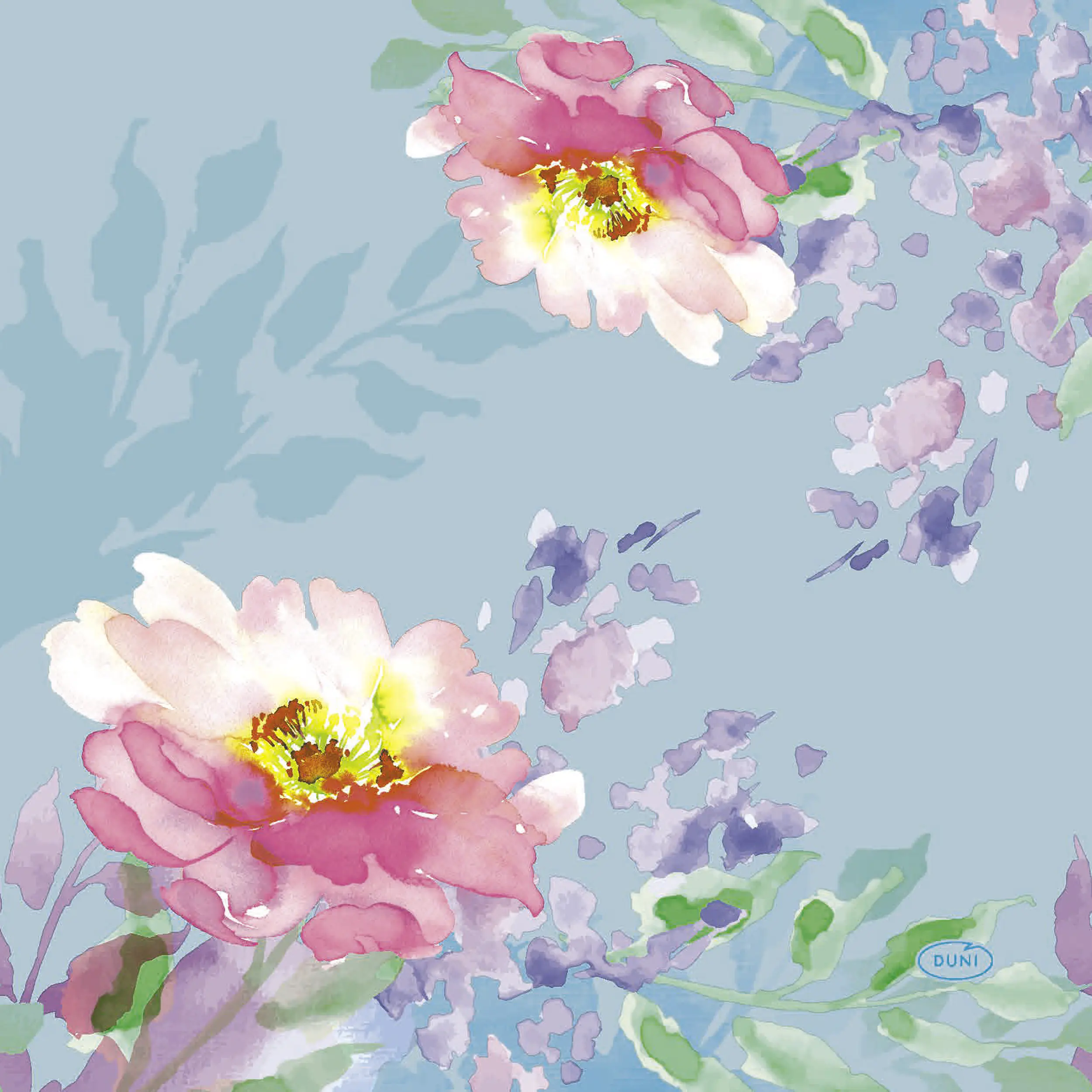 Duni Servietten Gemalte Blumen 33 x 33 cm - 20er Pack