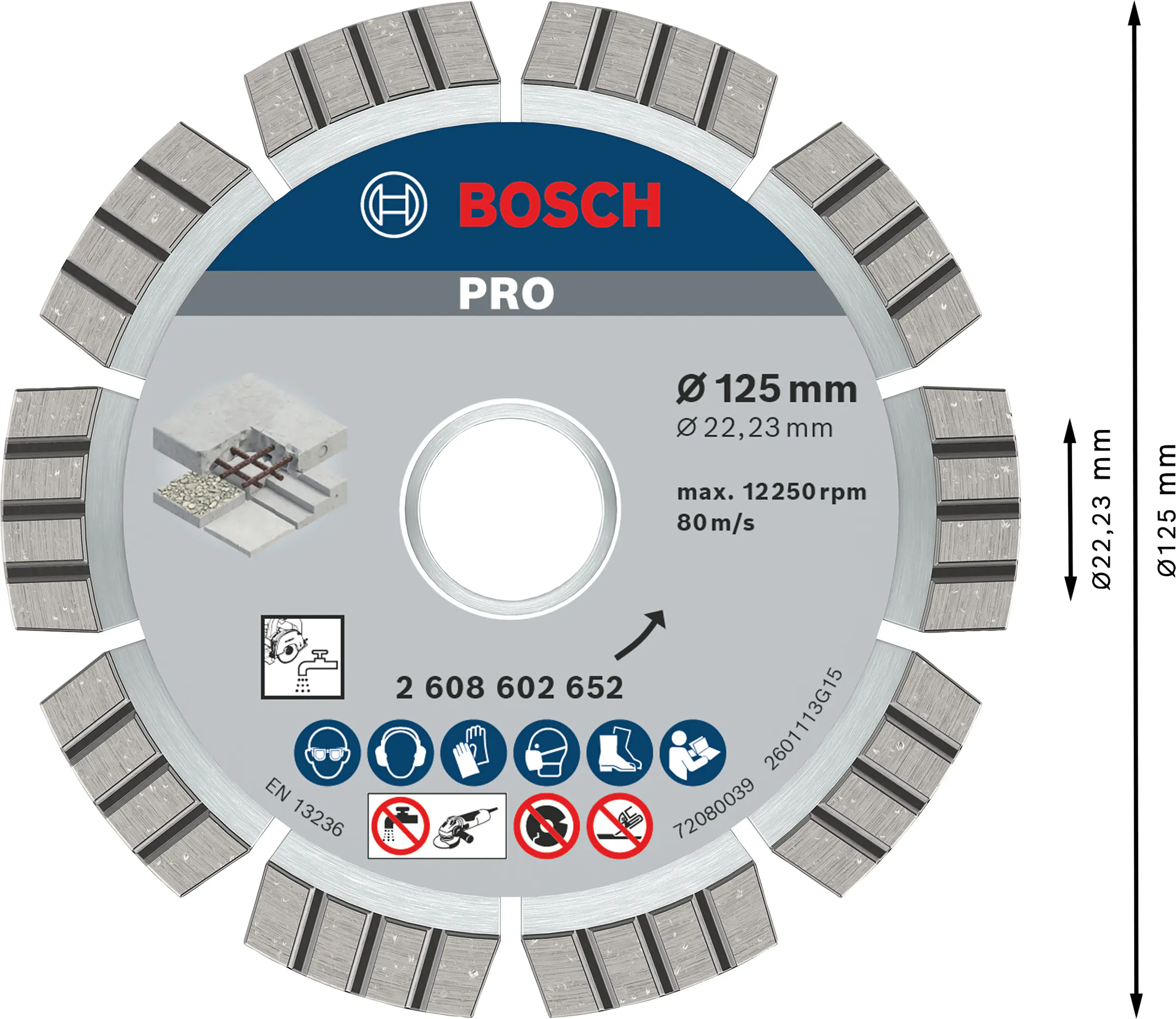 Bosch PRO Concrete Diamanttrennscheibe, 125 x 22,23 mm