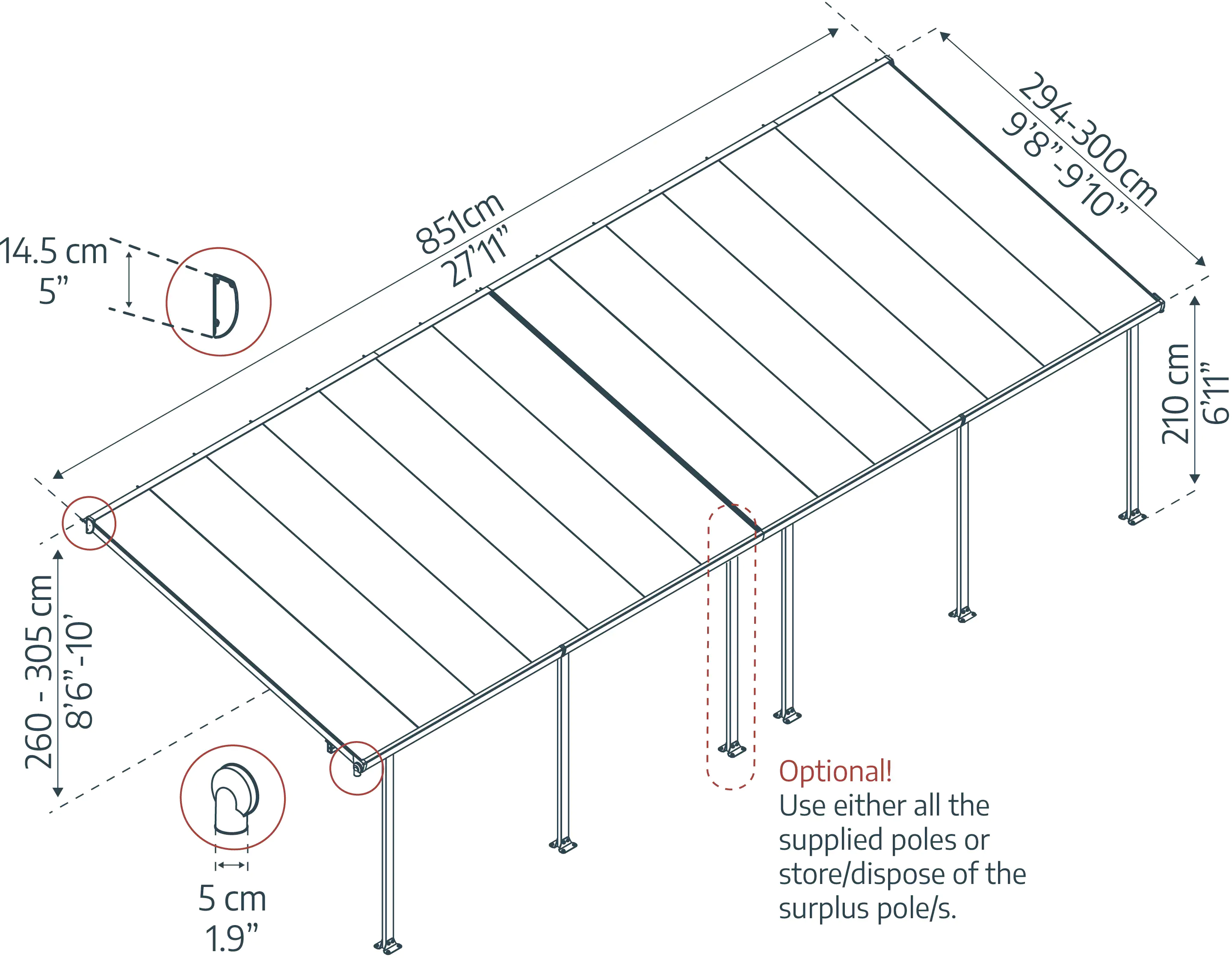 Canopia Terrassenüberdachung Feria 851 x 294 cm weiß Canopia Terrassenüberdachung Feria 851 x 294 cm weiß