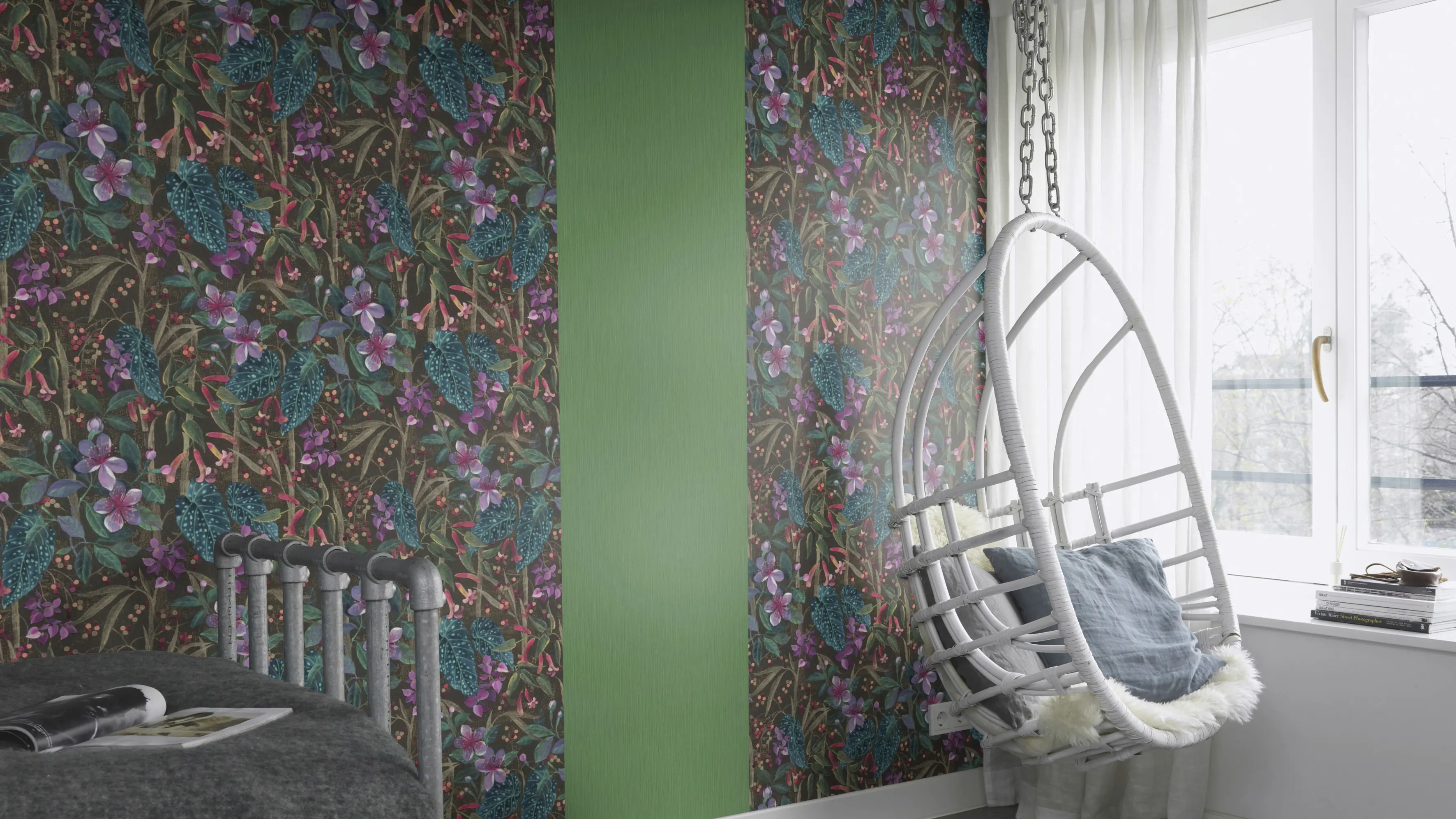 Rasch Vliestapete 537673 Grün-Mittelgrün Uni 10,05 m x 0,53 m