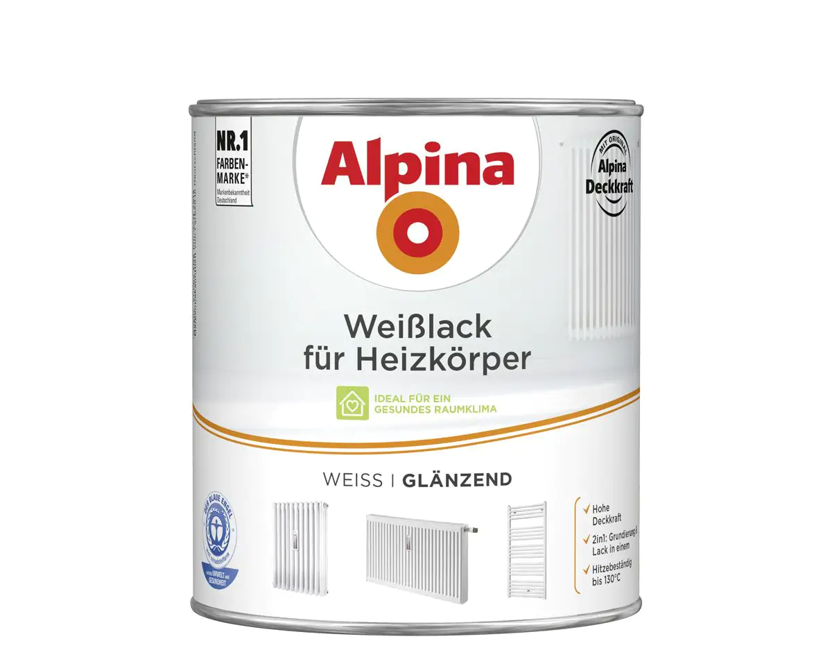 Alpina Heizkörperlack weiß 2 L weiß glänzend
