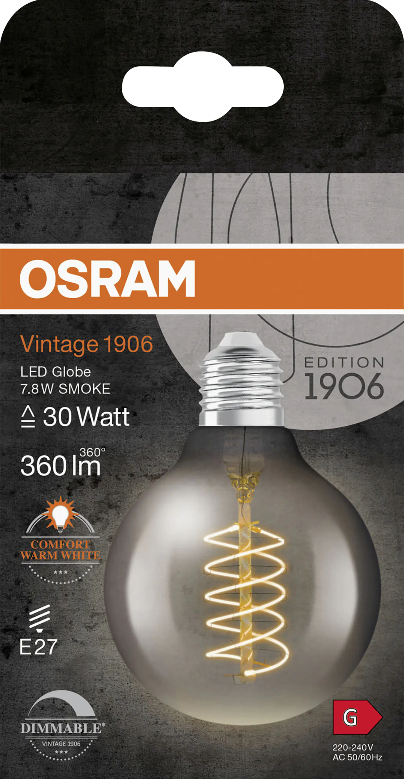 Osram LED Leuchtmittel Globe 80 E27 7,8 W warmweiß rauch
