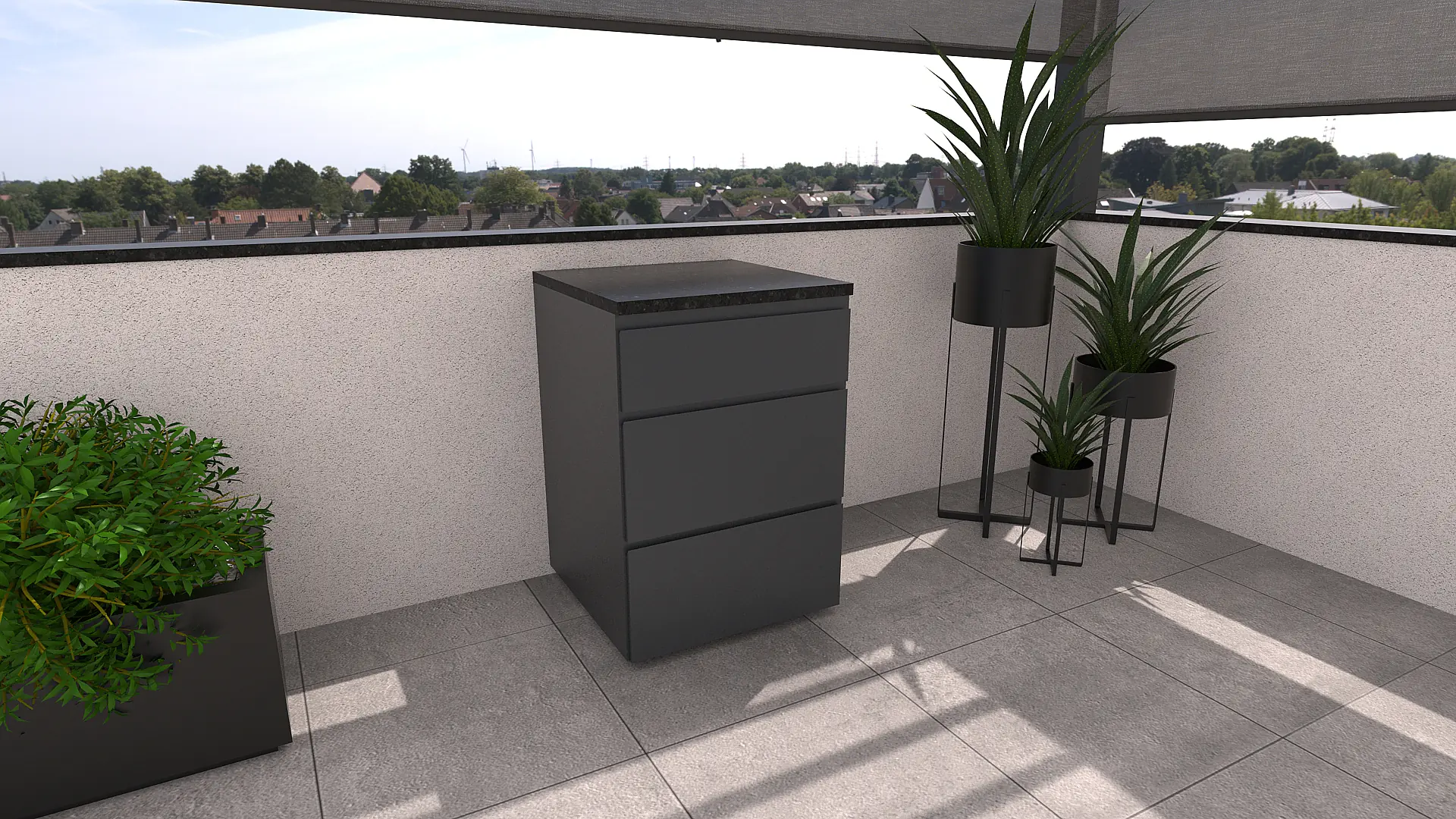 Bellano Living Element für Outdoorküchen inkl. 3 Schubladen anthrazit granit