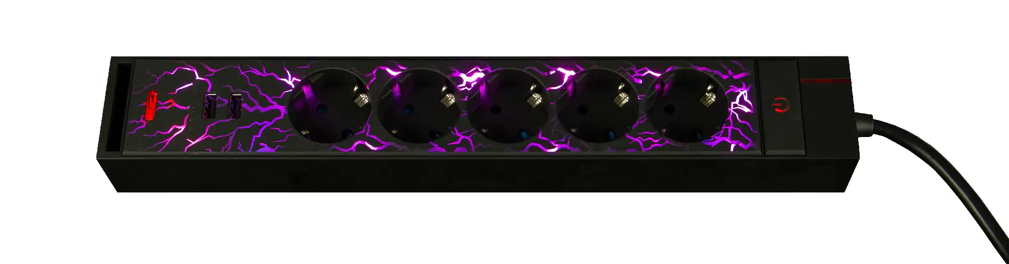 REV Gaming LED Steckdosenleiste 5fach 1,4 m mit 2 USB-Ports, Farbwechsel REV Gaming LED Steckdosenleiste 5fach 1,4 m mit 2 USB-Ports, Farbwechsel
