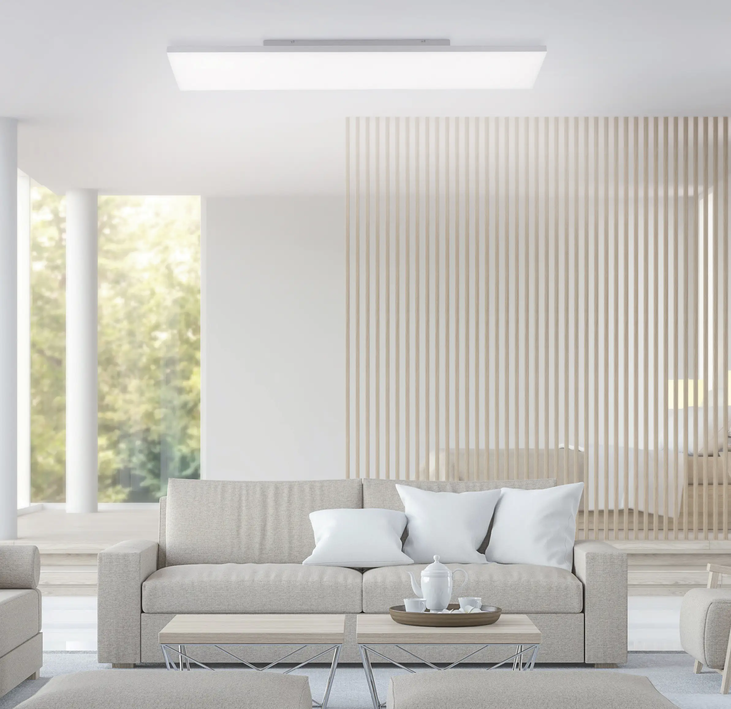 4043689967505_2 JustLight LED Deckenleuchte Canvas weiß 100 x 25 cm dimmbar