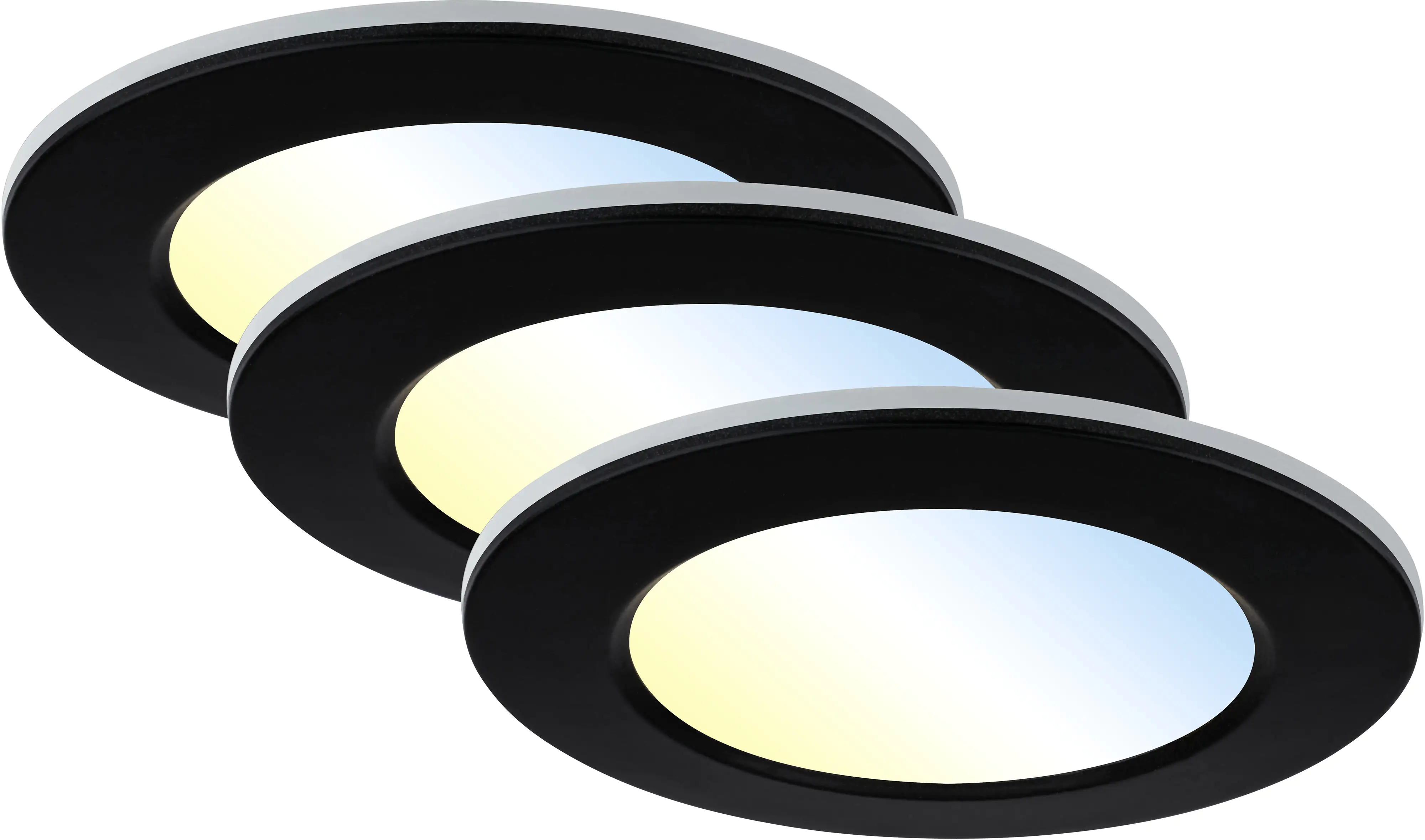 Di-Ka LED Einbauleuchte Fungo CCT 3er Set schwarz Ø 9,2 cm 4,8W dimmbar Di-Ka LED Einbauleuchte Fungo CCT 3er Set schwarz Ø 9,2 cm 4,8W dimmbar