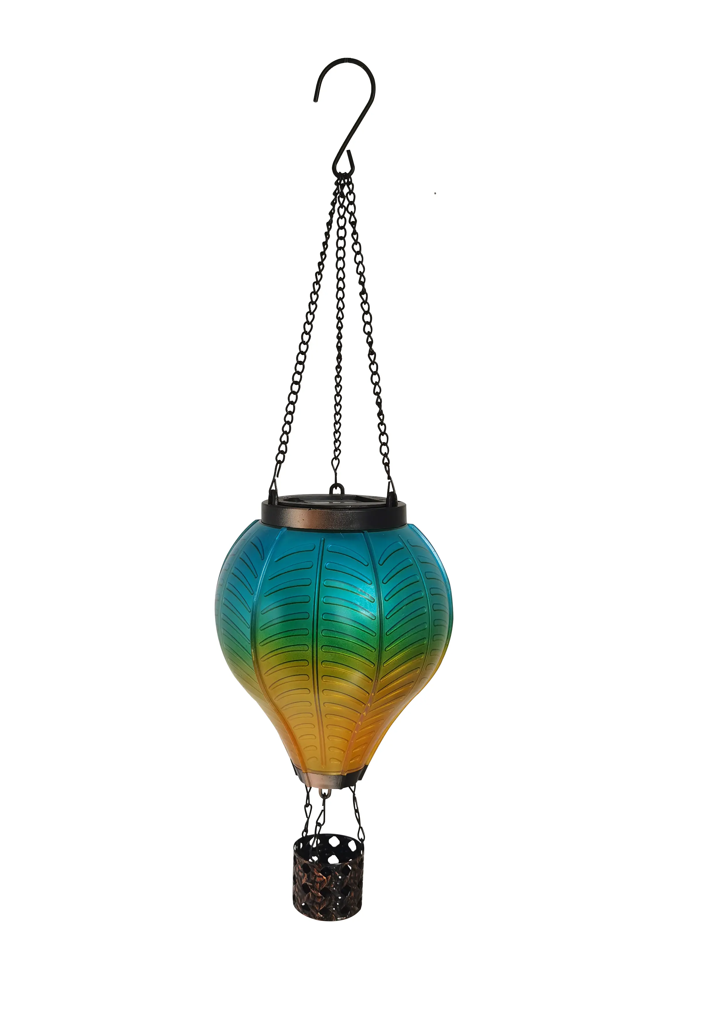 Dapo LED Solarleuchte Heißluftballon mit Flammeeffekt blau/gelb warmweiß