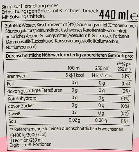 Sodastream Sirup Kirsche ohne Zucker, 440 ml