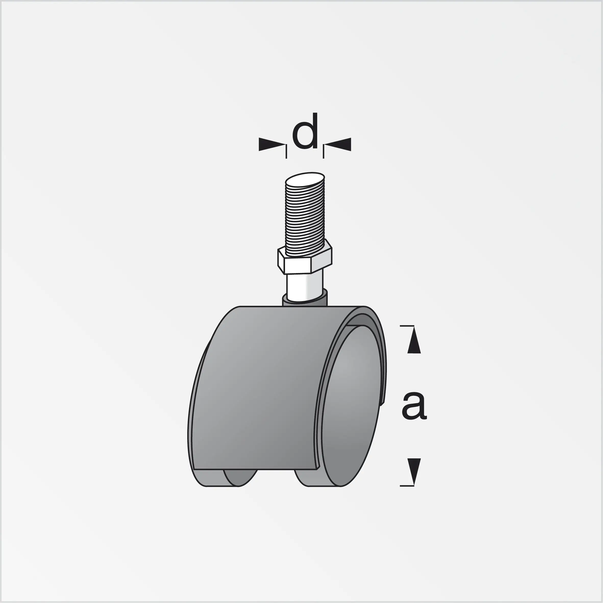 alfer Möbelrolle 40 mm 40 x Maß D: M10, PVC (Kunststoff) glatt schwarz