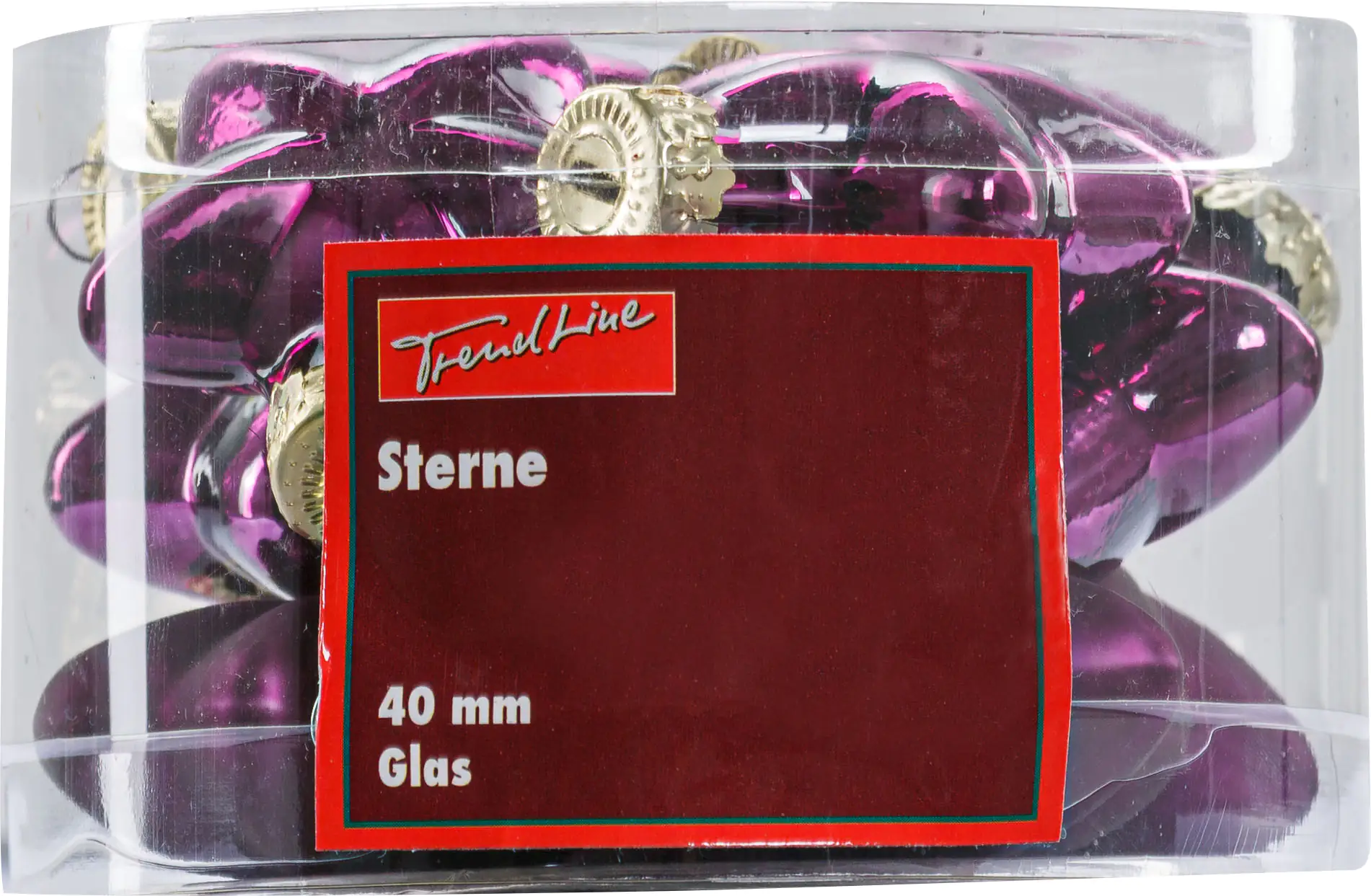2076601552932_01 TrendLine Mini-Glas-Sterne glanz/matt, 40 mm, lila, 12 Stück