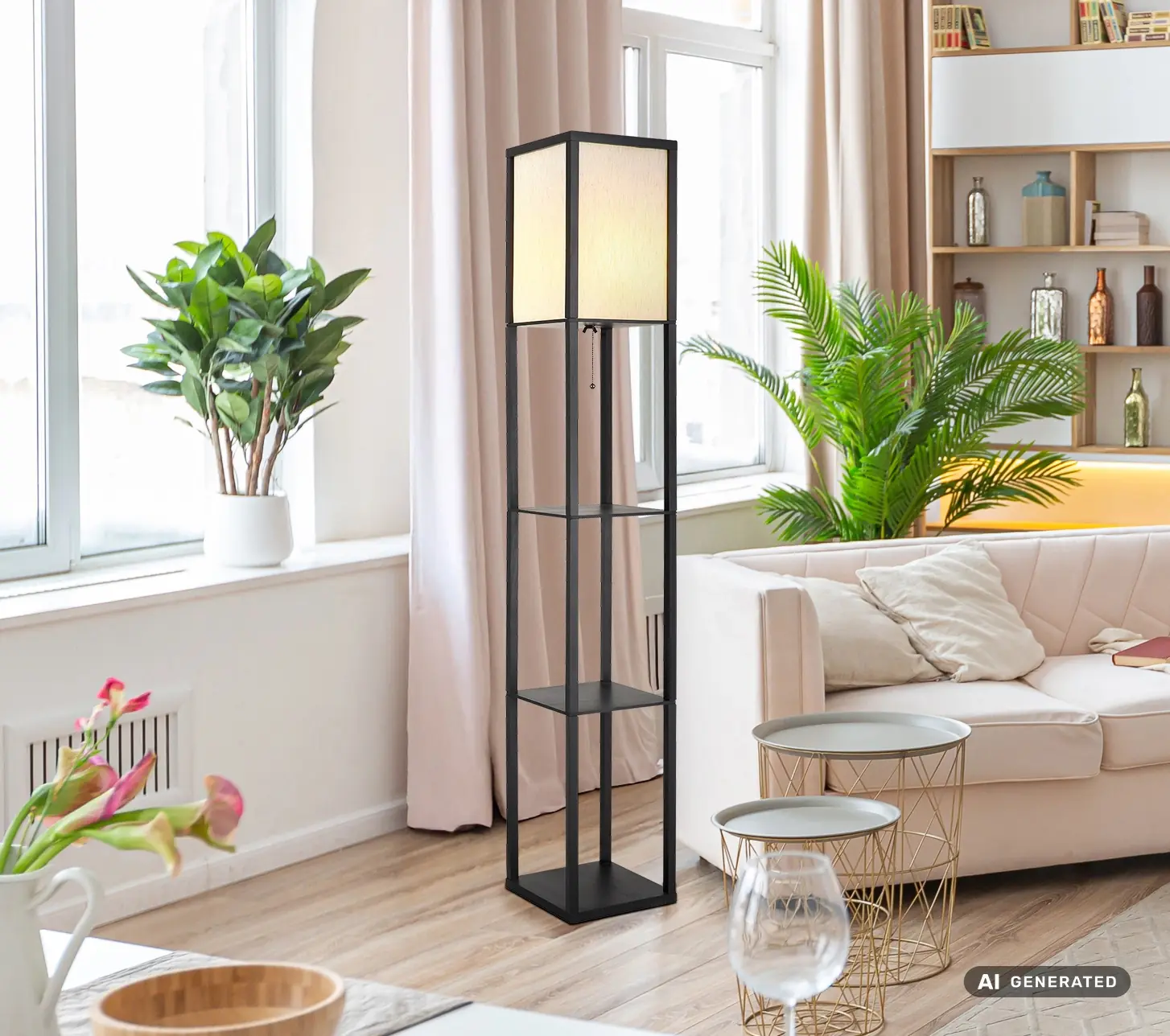Globo Stehleuchte Tabitha E27 bis 60 W 159 cm schwarz