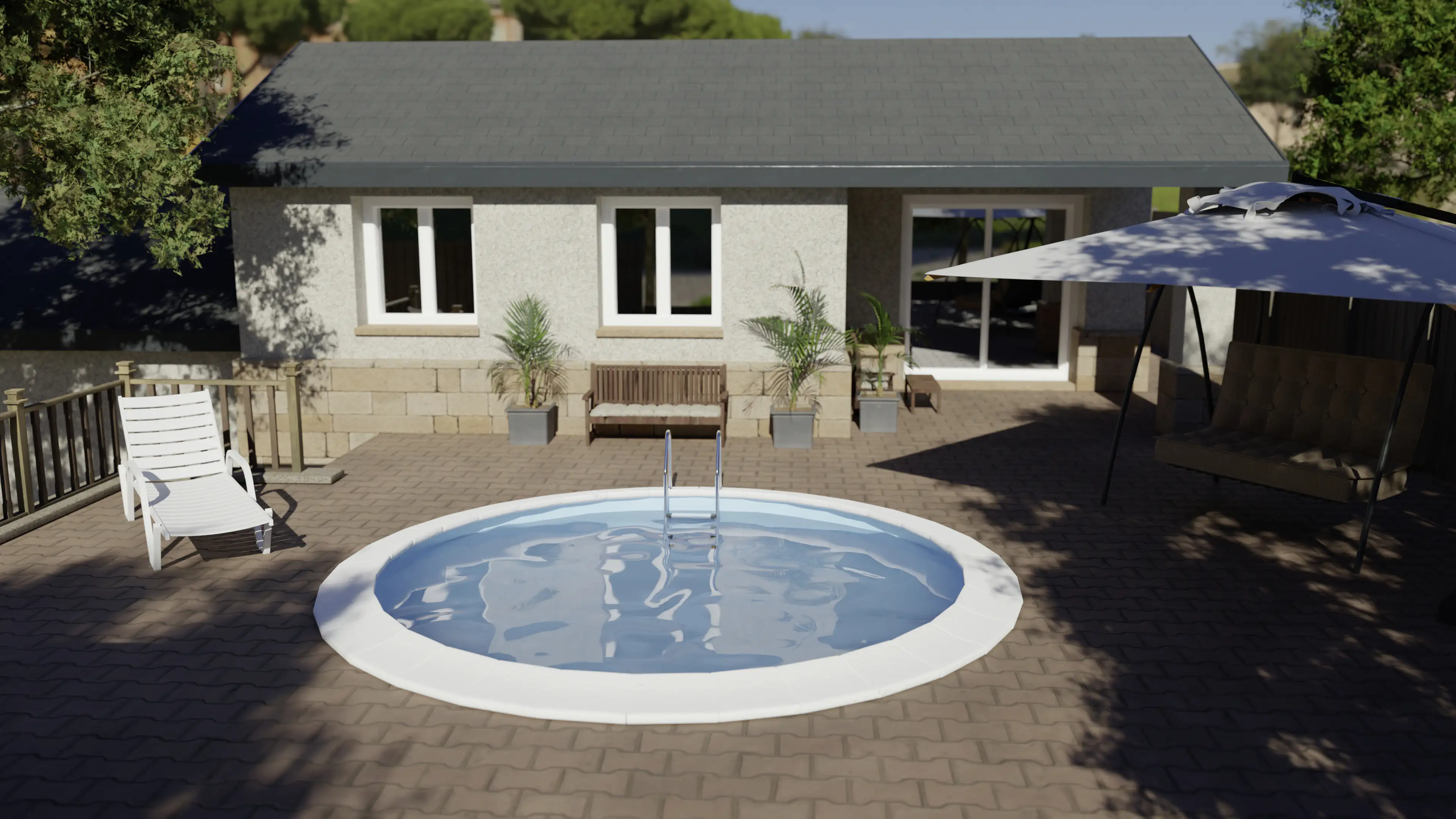 Gre Stahl-Einbaupool Madagascar rund Ø 420 x 150 cm
