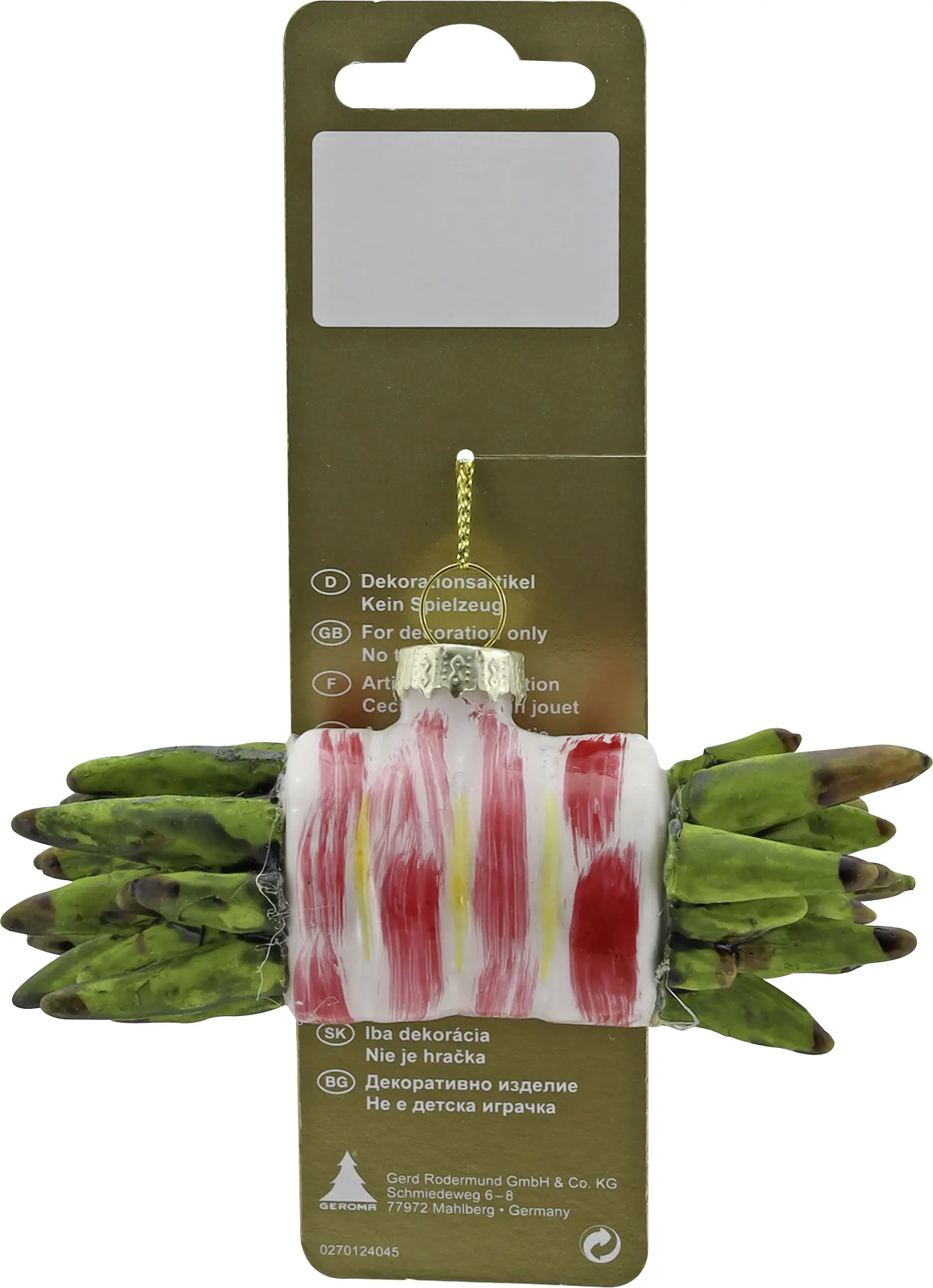 Weihnachtsanhänger Spargel aus Glas 11 cm grün 1 Stück