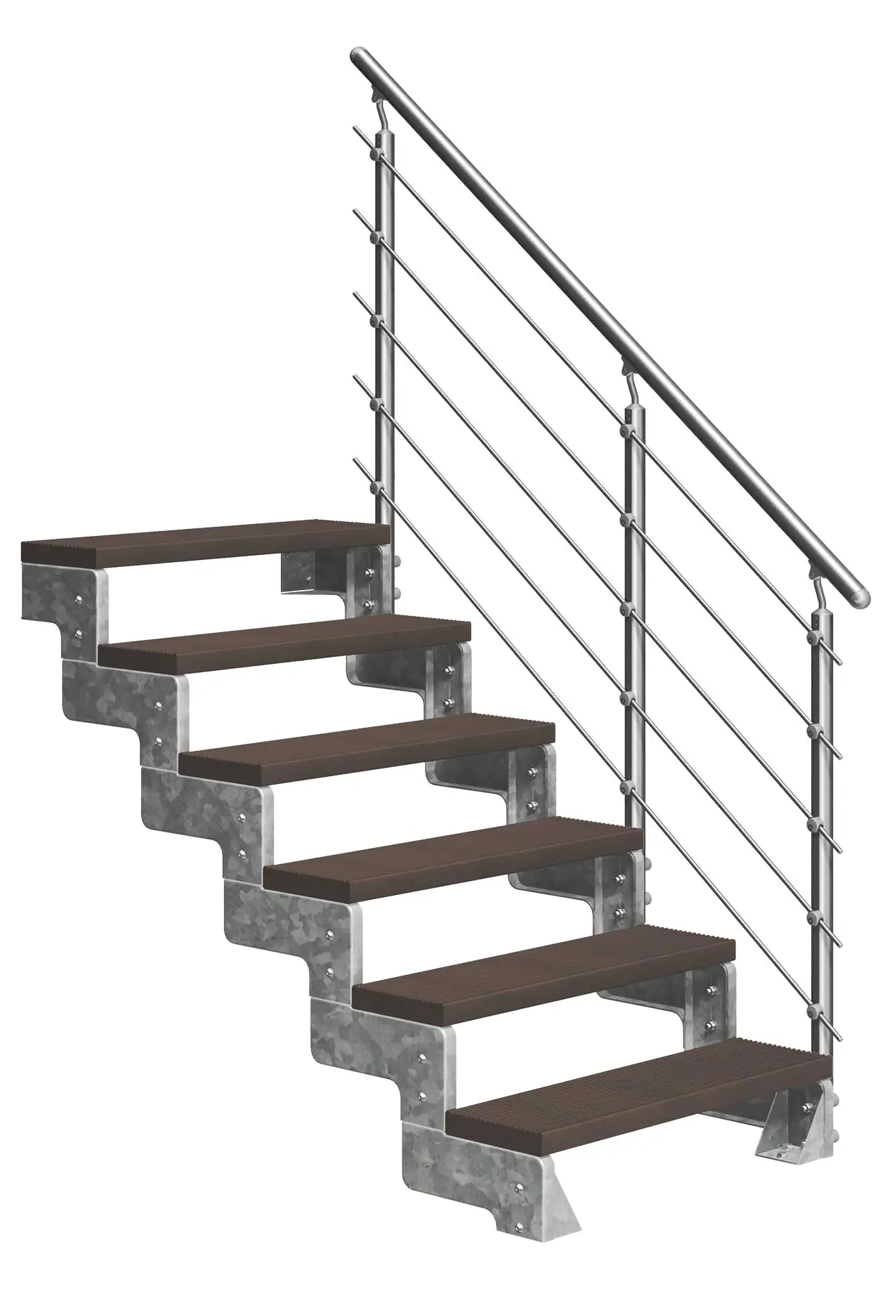 Dolle Außentreppe Gardentop mit Edelstahl-Geländer Breite 80 cm Trimax braun