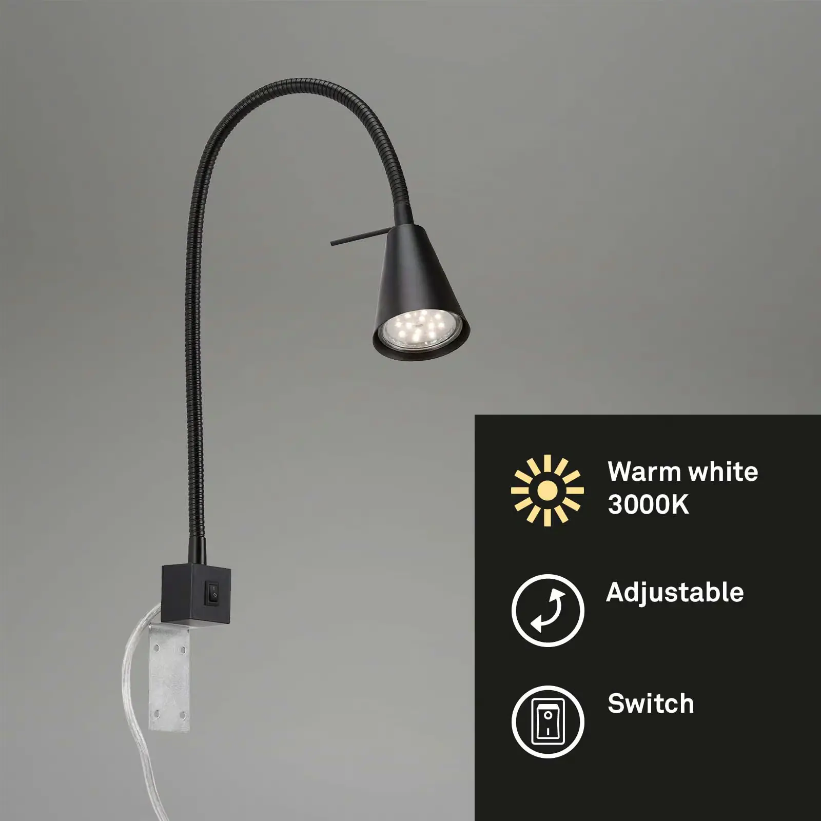 Briloner LED Wandleuchte Tuso schwarz 5W, warmweiß