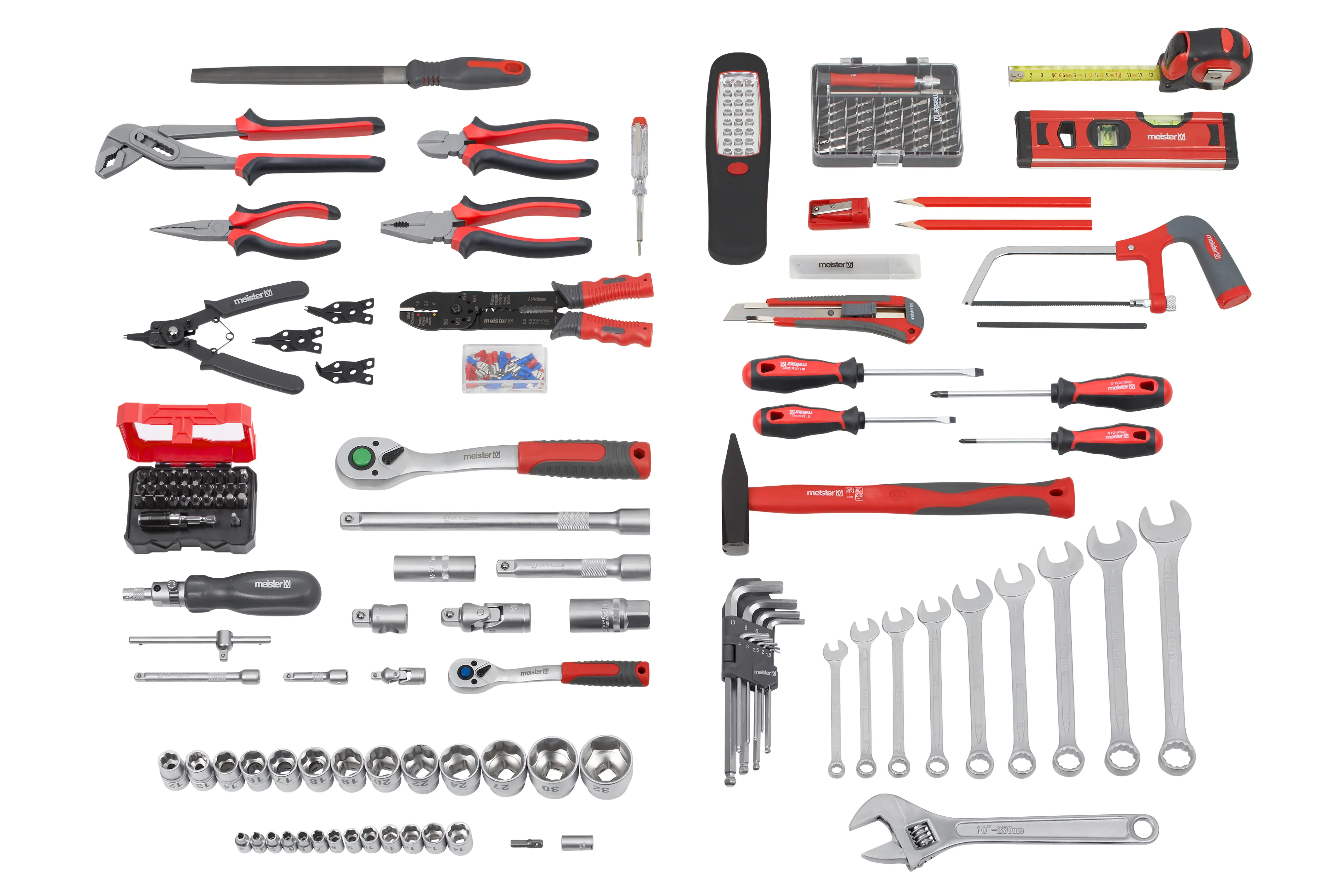 Meister Werkzeugkoffer-Trolley WK156 rollbar mit Teleskopgriff 156-teilig