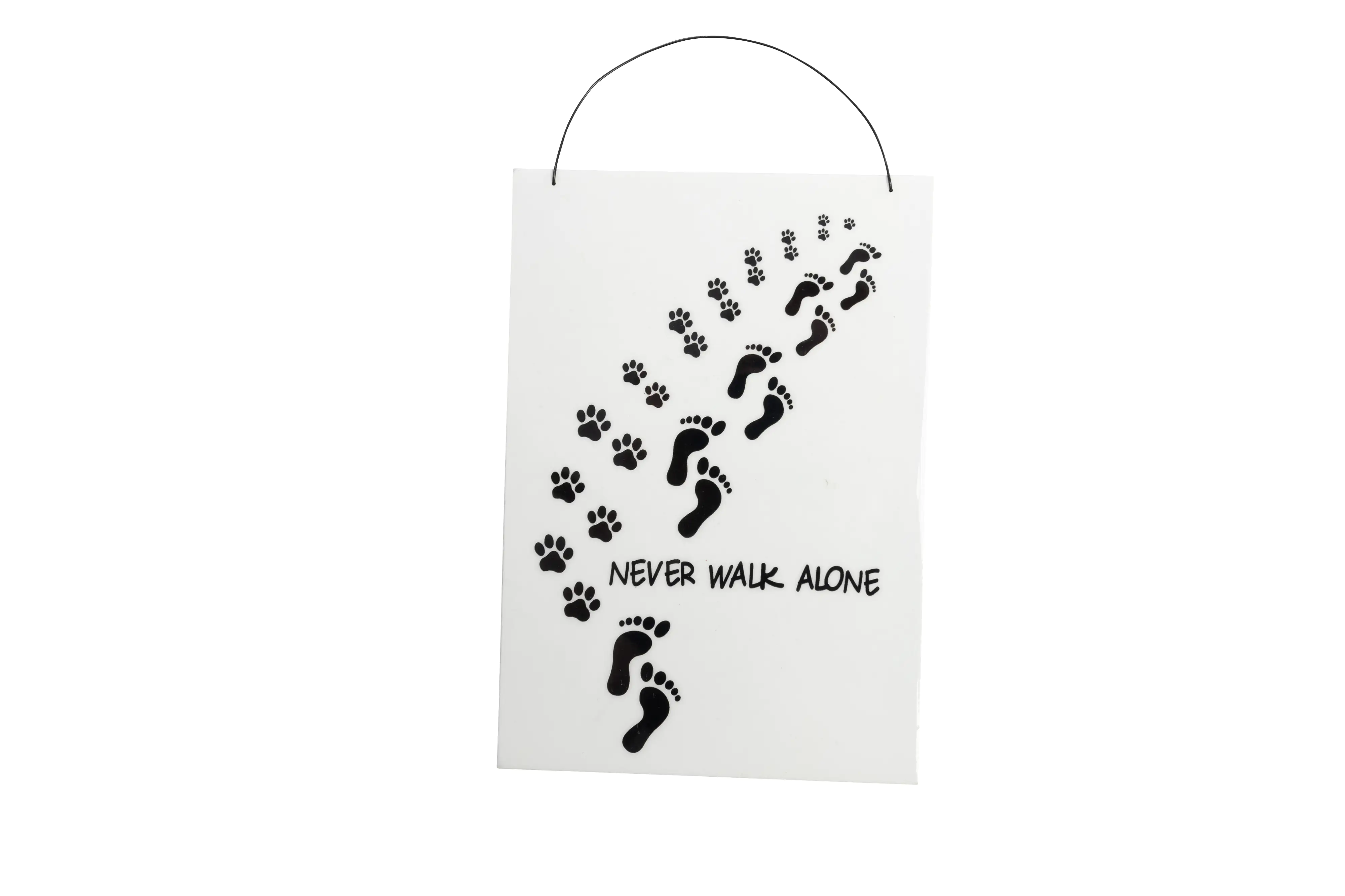 Freese Holz-Schild Never walk alone weiß/schwarz, 23 x 16 x 0,6 cm