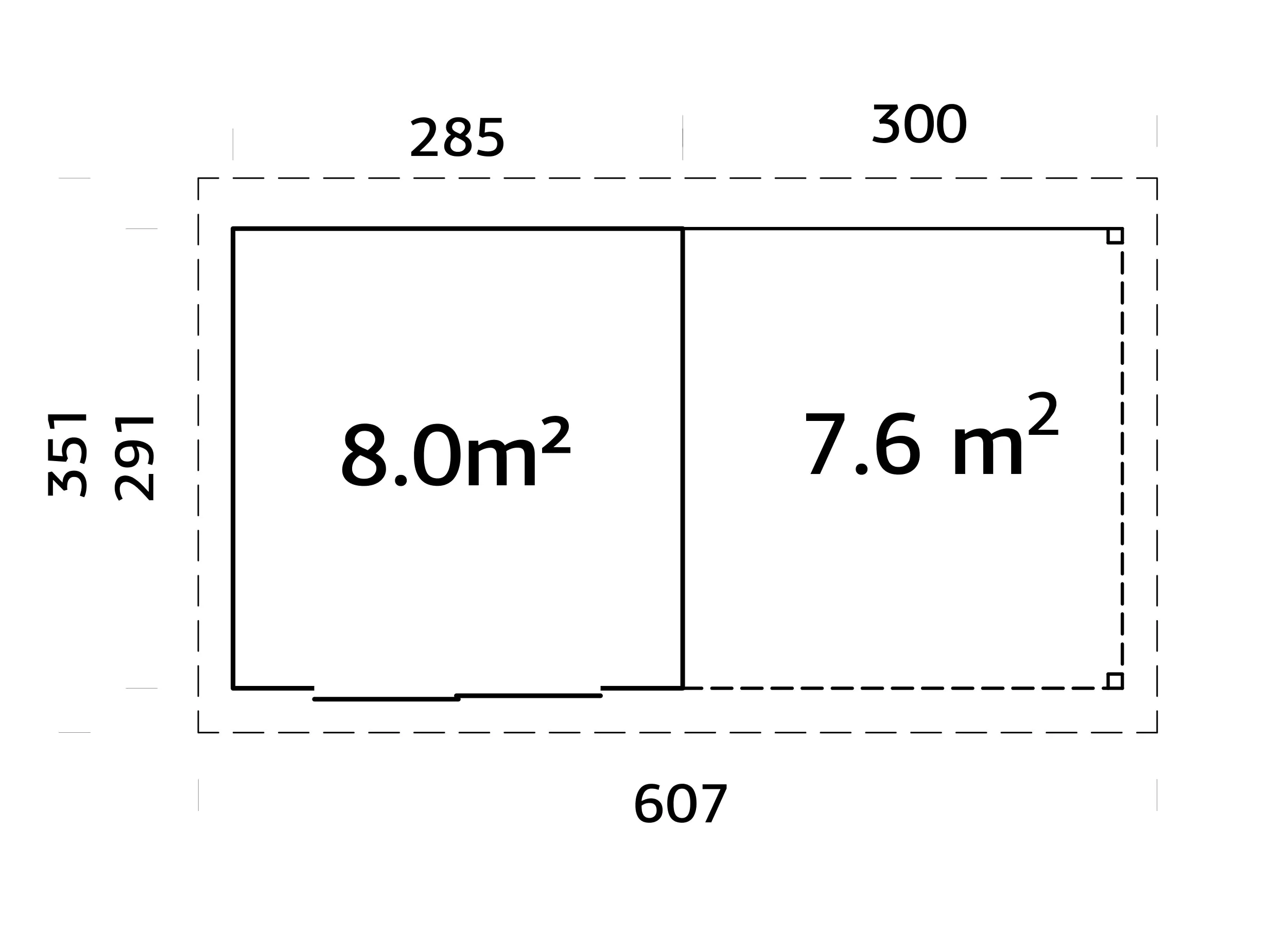 Palmako Gartenhaus Lydia 285 x 563 cm mit Schiebetüren naturbelassen