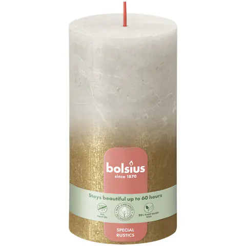 Bolsius Stumpenkerze Rustik Sunset Sandgrau+Gold 13 cm