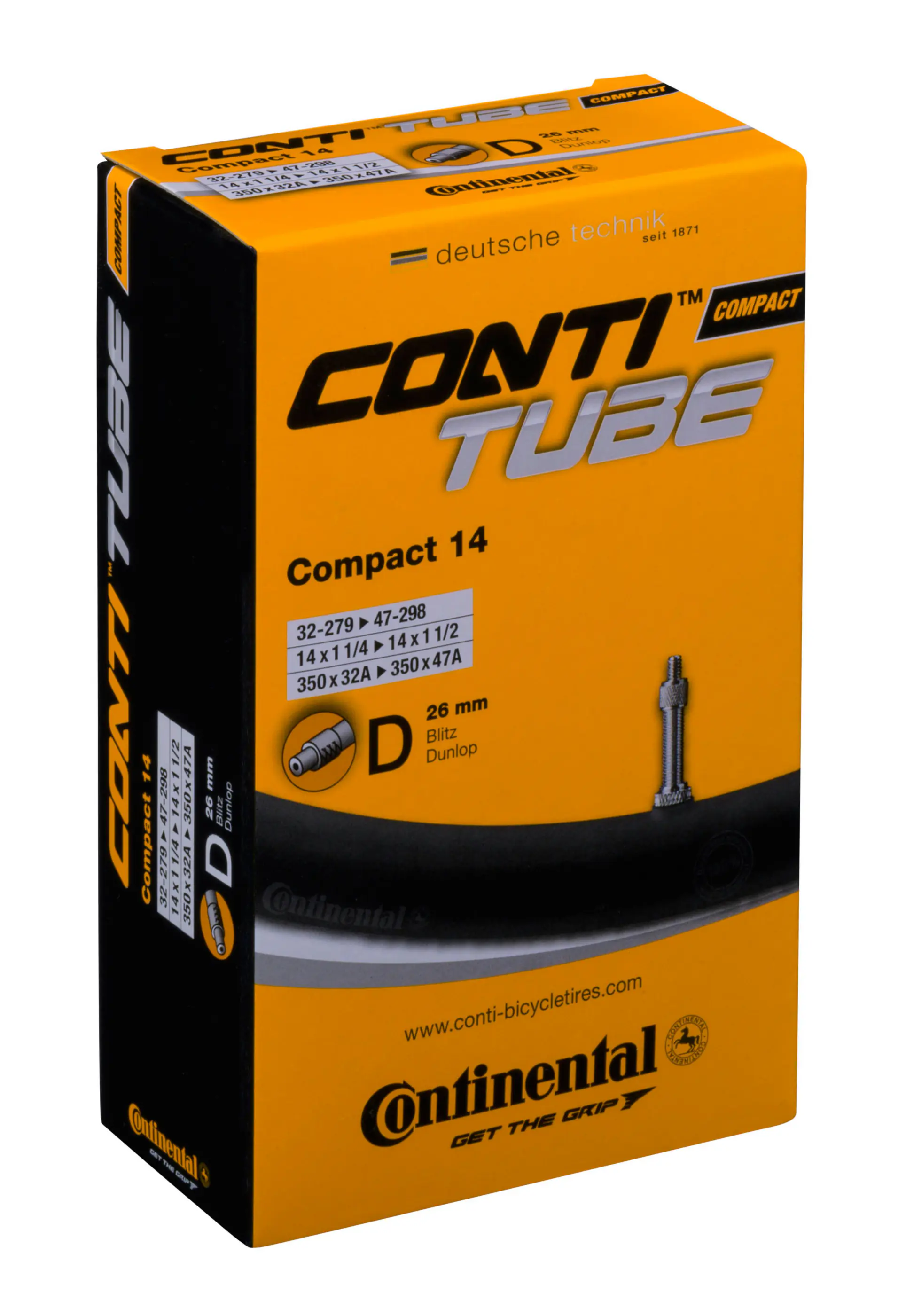 Continental Fahrradschlauch 14 Zoll Reifenbreite 32-47 mm Dunlopventil 