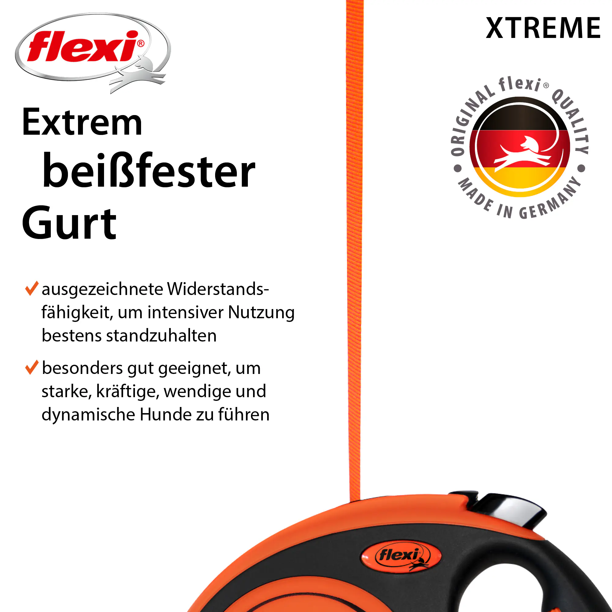 Flexi Hundeleine Xtrem schwarz/orange Gurt 5 m Flexi Hundeleine Xtrem schwarz/orange Gurt 5 m