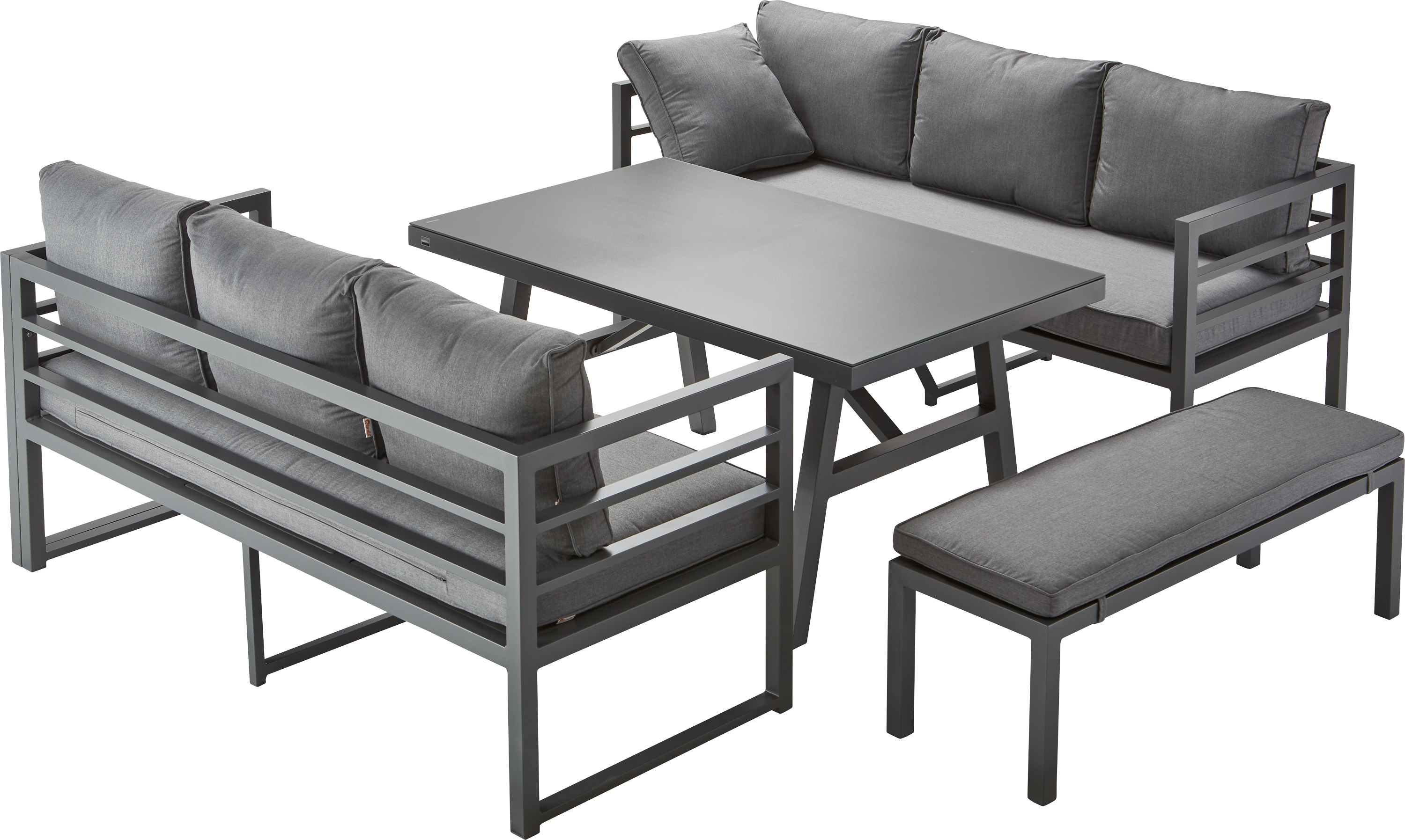 Primaster Aluminium-Dining-Loungeset Riva inkl. Sitz- und Rückenkissen Primaster Aluminium-Dining-Loungeset Riva inkl. Sitz- und Rückenkissen