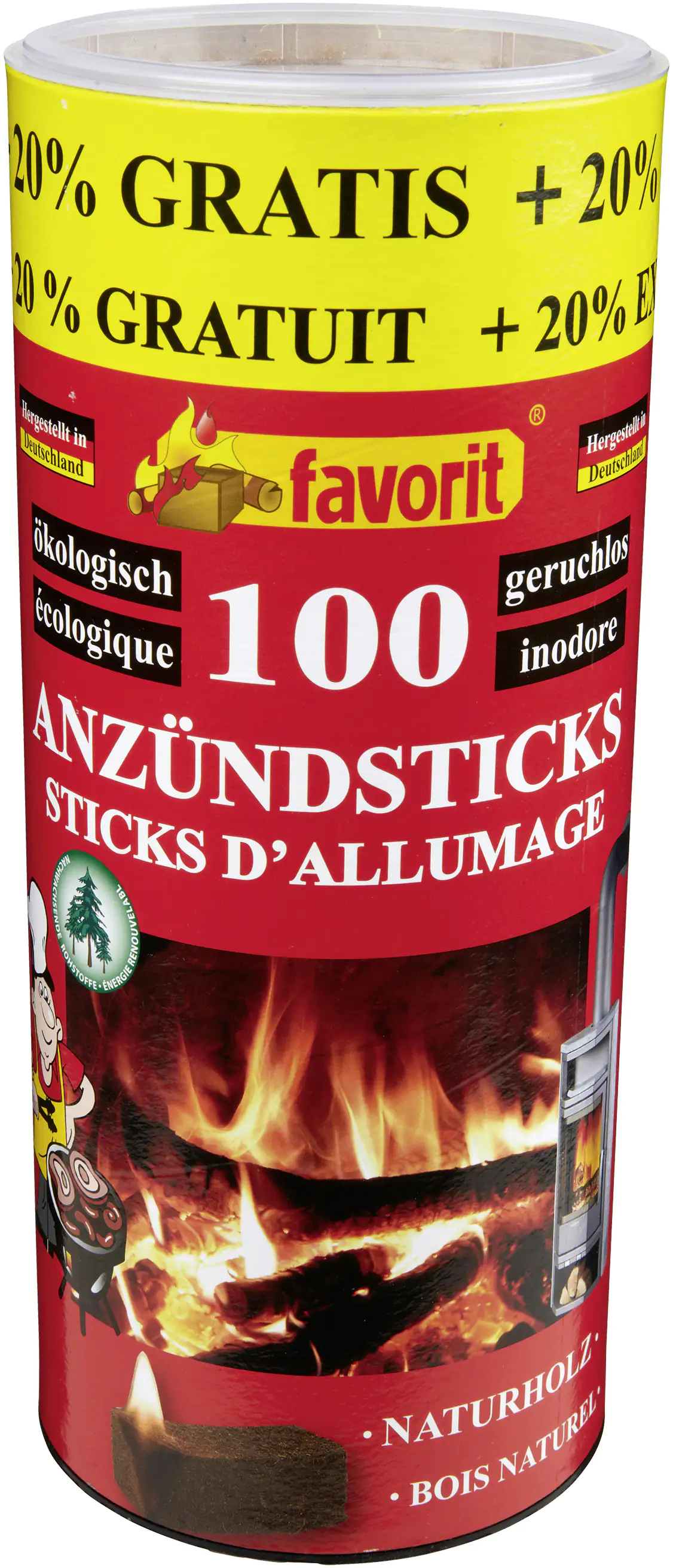 4006822312570_1531440 Favorit Anzündsticks Naturholz und Wachs 120 Stück