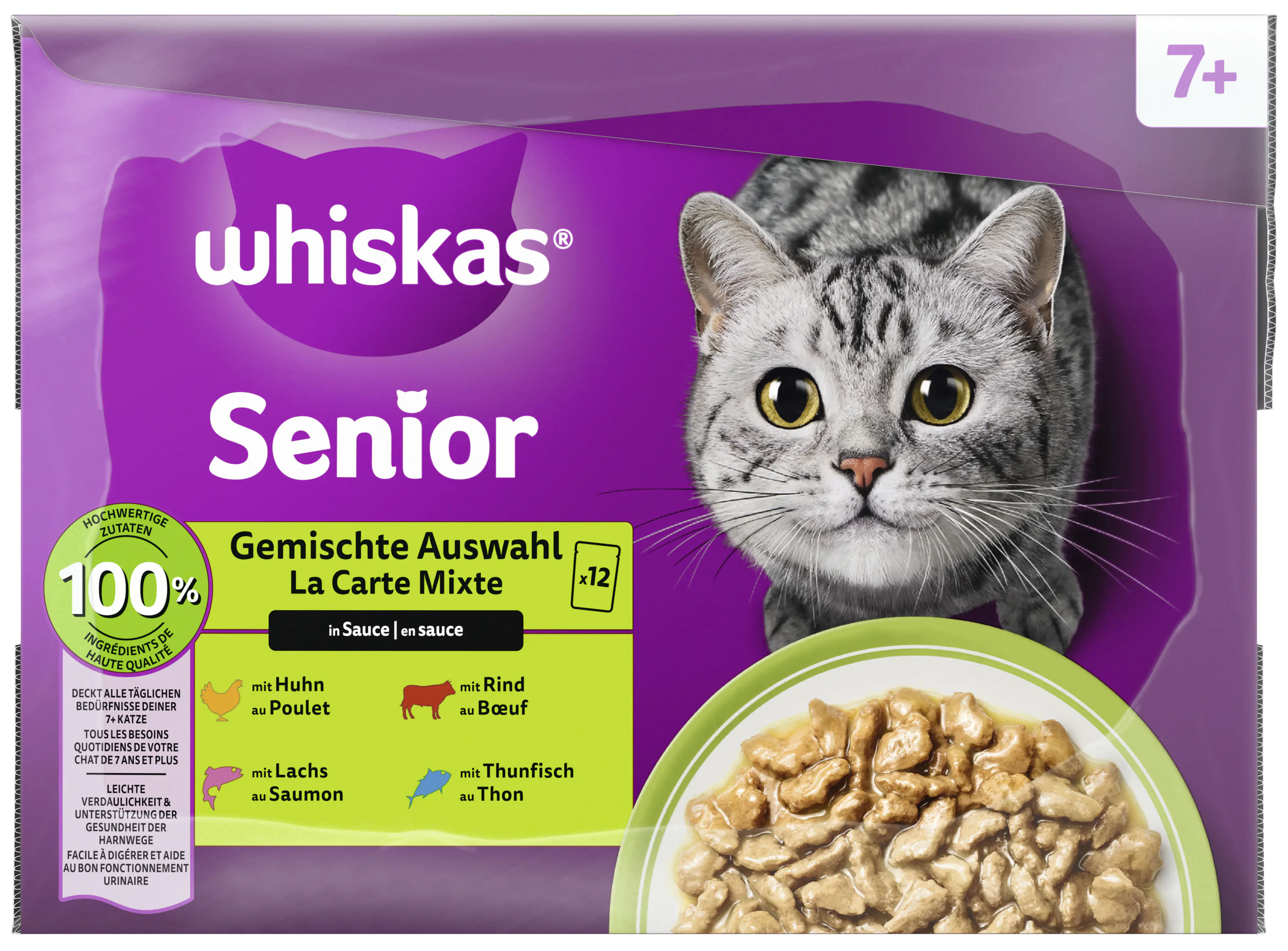 Whiskas Multipack Senior 7+ gemischte Auswahl in Sauce Katzenfutter 12 x 85 g