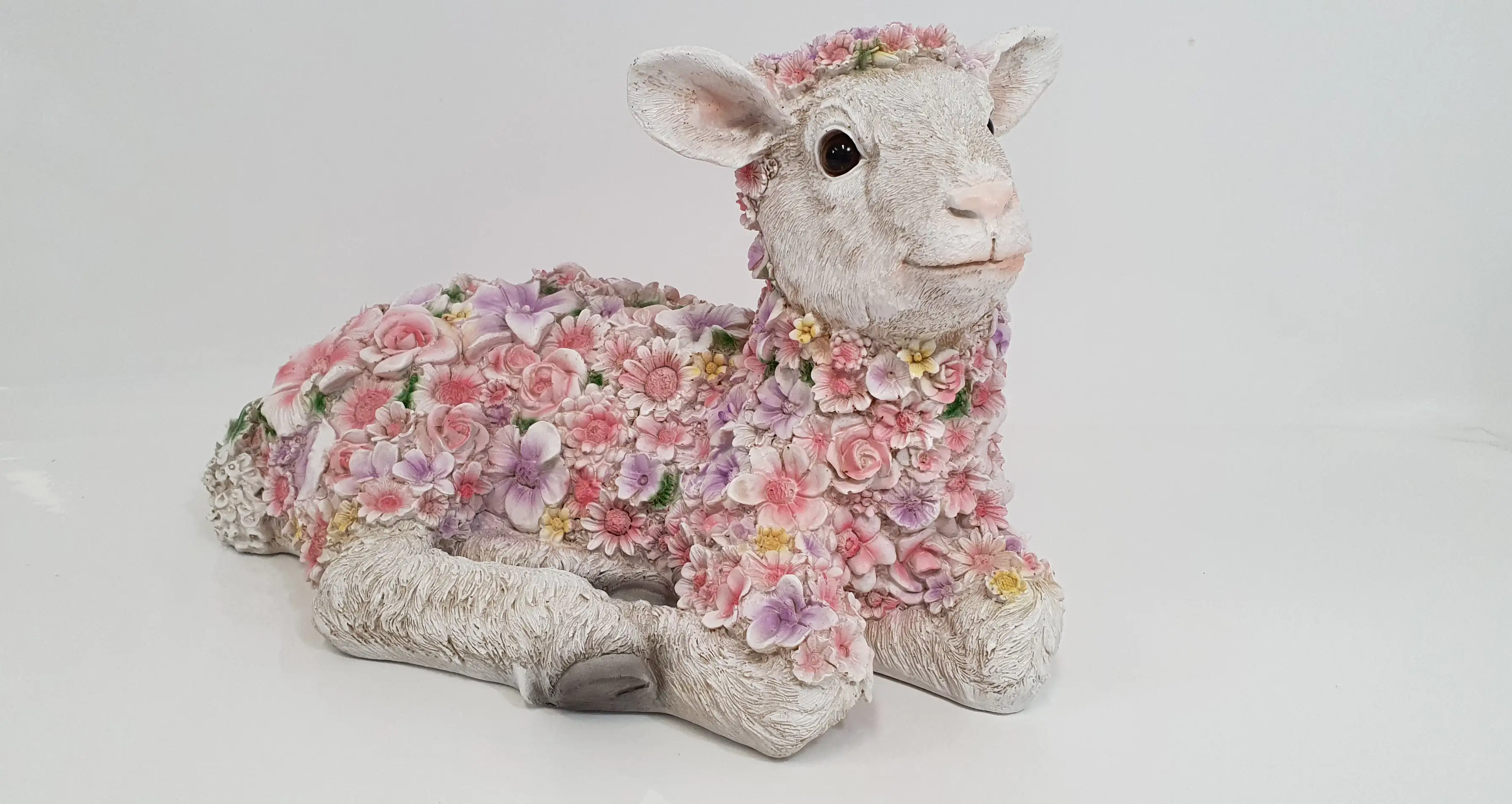 Dekofigur Blumenschaf liegend 23 x22x 41 cm