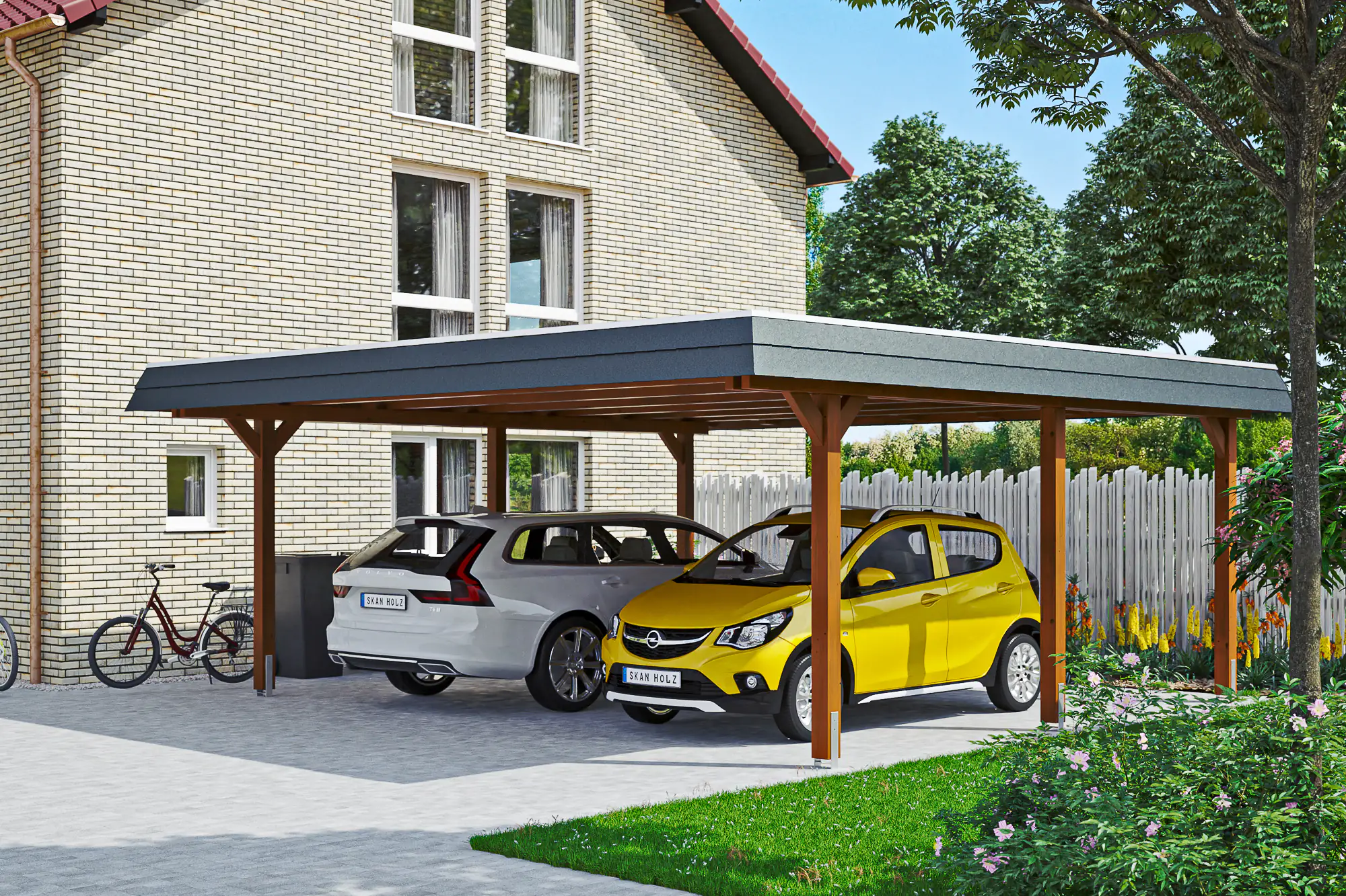 SKAN HOLZ Carport Wendland 630 x 637 cm mit EPDM-Dach