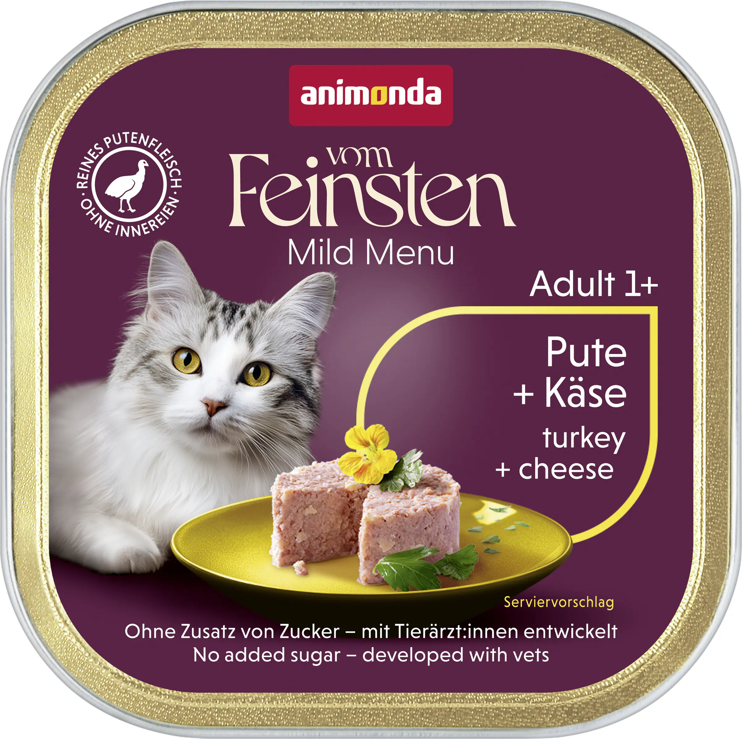 Vom Feinsten Katzennassfutter Mildes Menü Pute & Käse 100g