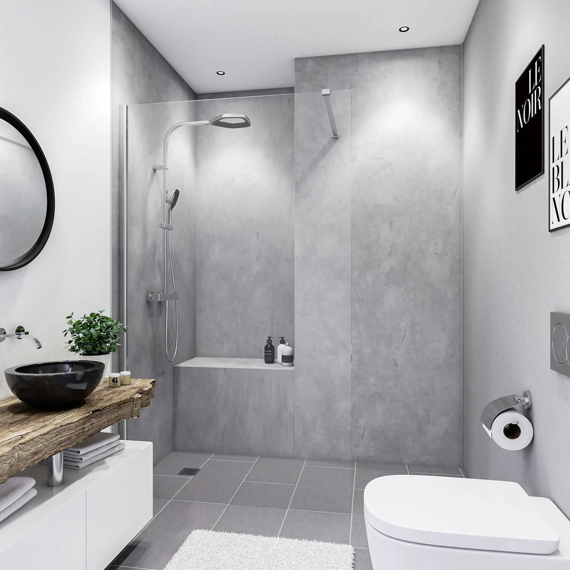 Breuer Duschrückwand Soft-Touch Marmor Beton Optik grau 150 x 255 x 0,3 cm Breuer Duschrückwand Soft-Touch Marmor Beton Optik grau 150 x 255 x 0,3 cm