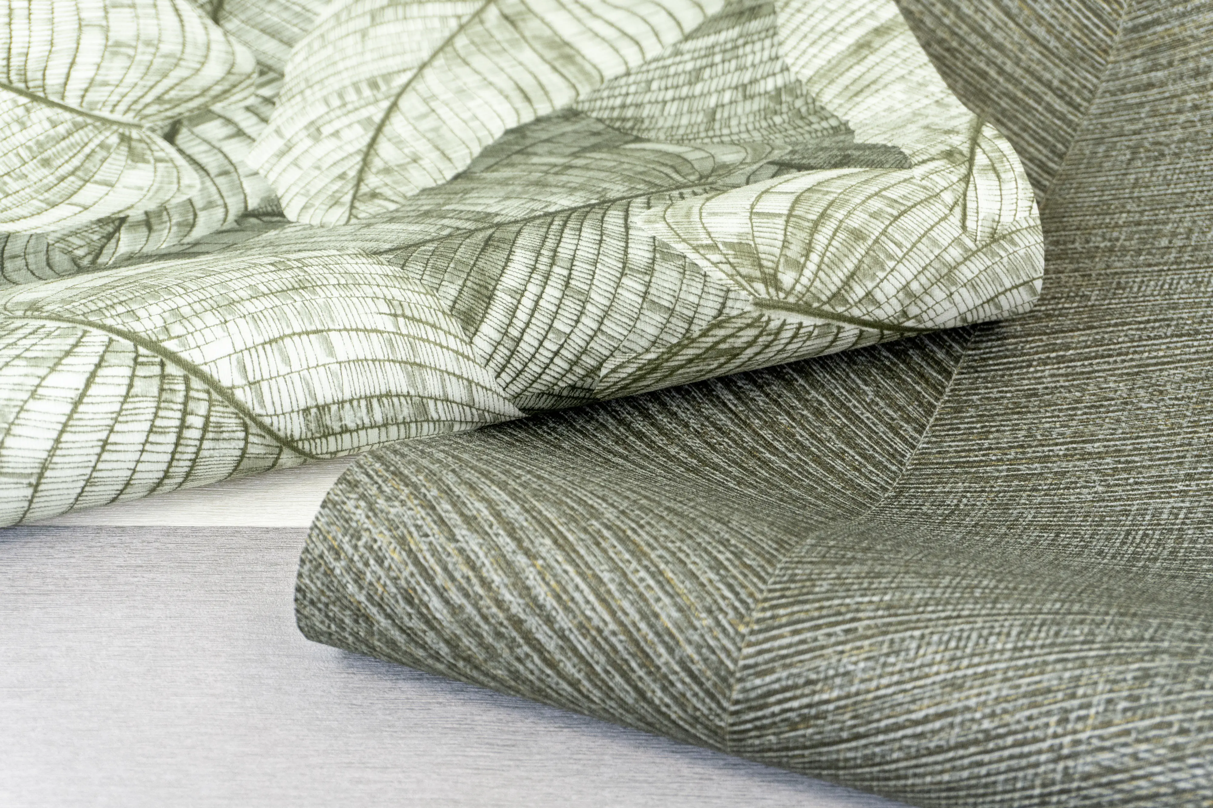 Rasch Vliestapete Muster Blätter grün grau 10,05 x 0,53 m