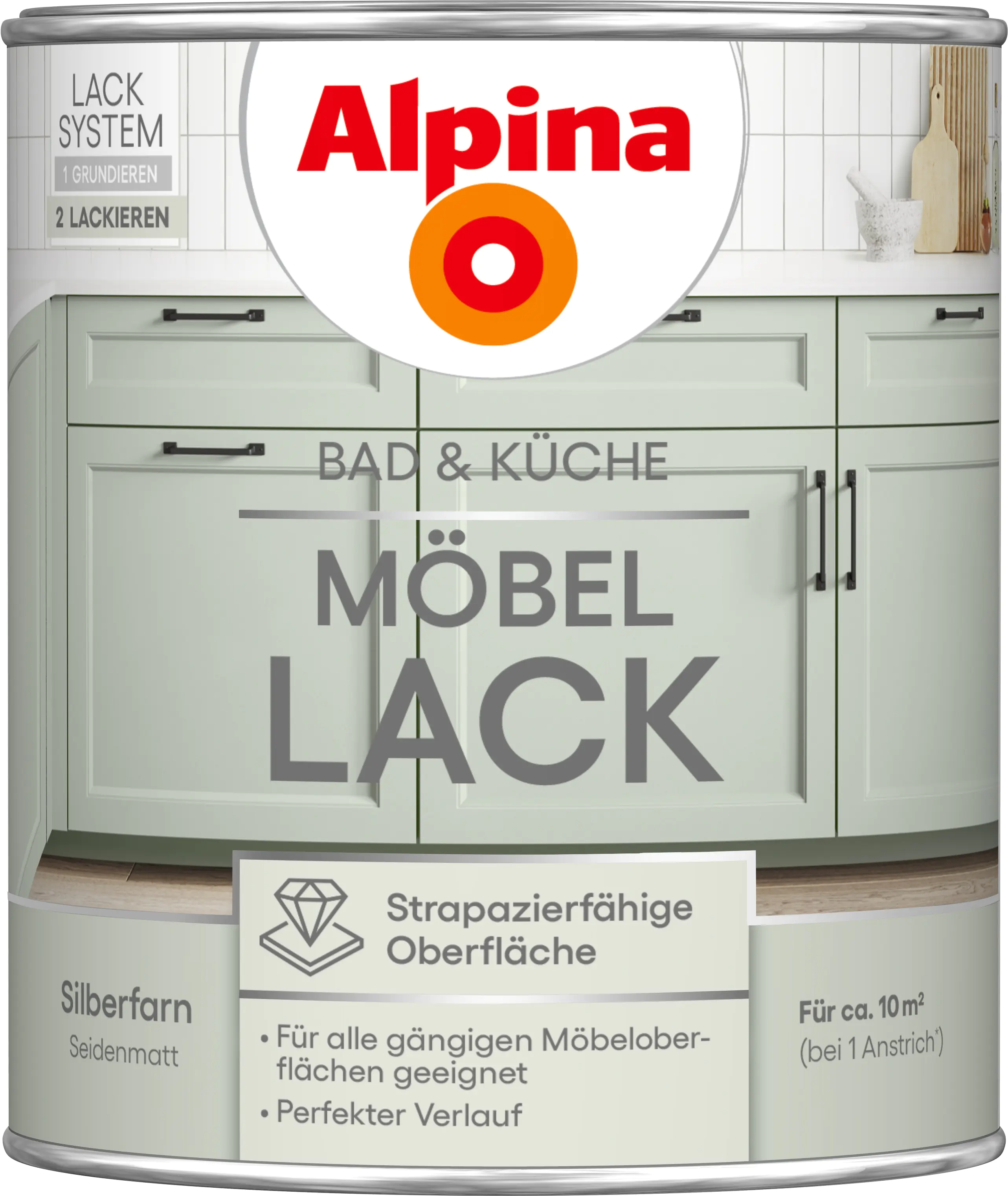 Alpina Möbellack für Küche & Badezimmer Silberfarn 750 ml Alpina Möbellack für Küche & Badezimmer Silberfarn 750 ml