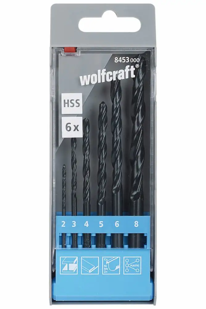 Wolfcraft Metallbohrer-Set HSS rollgewalzt Ø 2 - 8 mm 6-teilig Rundschaft