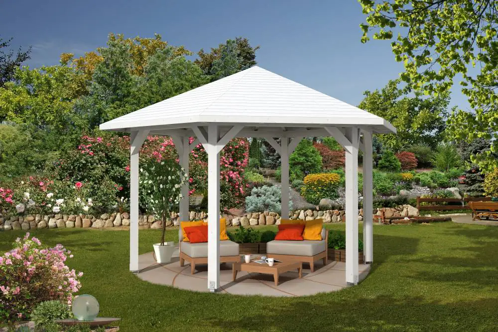 SKAN HOLZ Pavillon Nancy 3 Leimholz, lasiert in Weiß