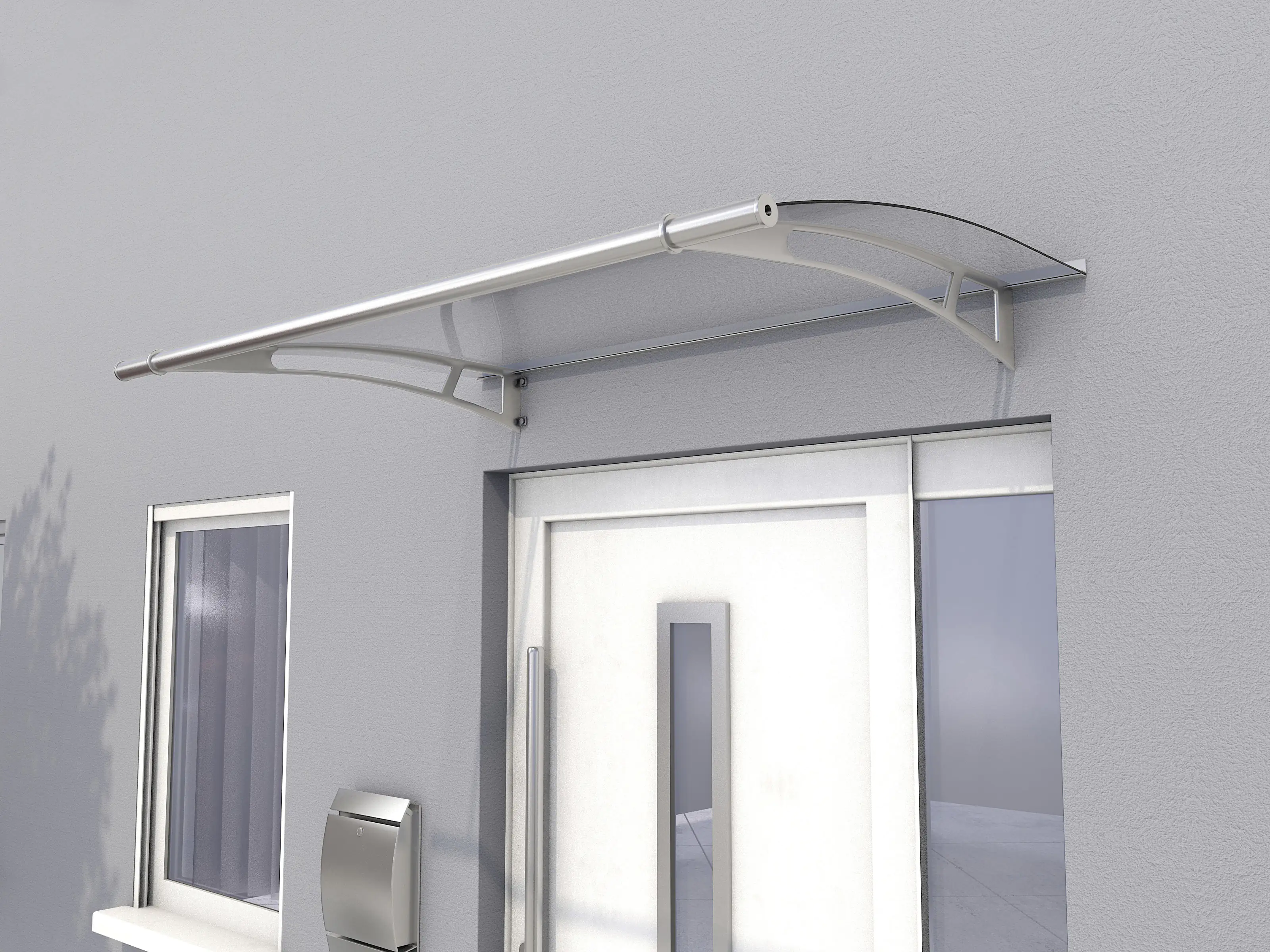 Gutta Vordach PT- L 1500 Edelstahloptik, Acrylglas klar