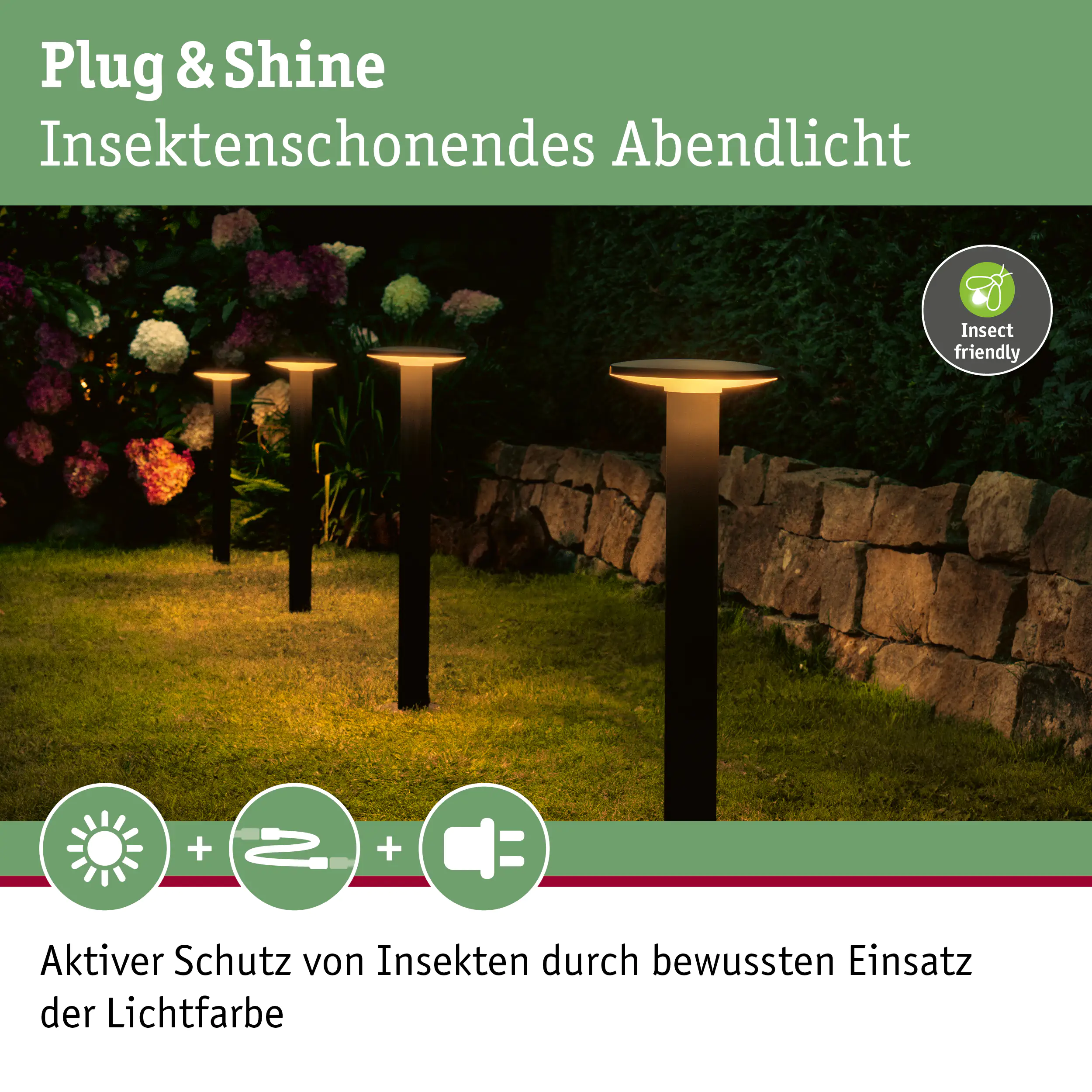 Paulmann Plug & Shine LED Pollerleuchte Plate insect-friendly anthrazit Paulmann Plug & Shine LED Pollerleuchte Plate insect-friendly anthrazit