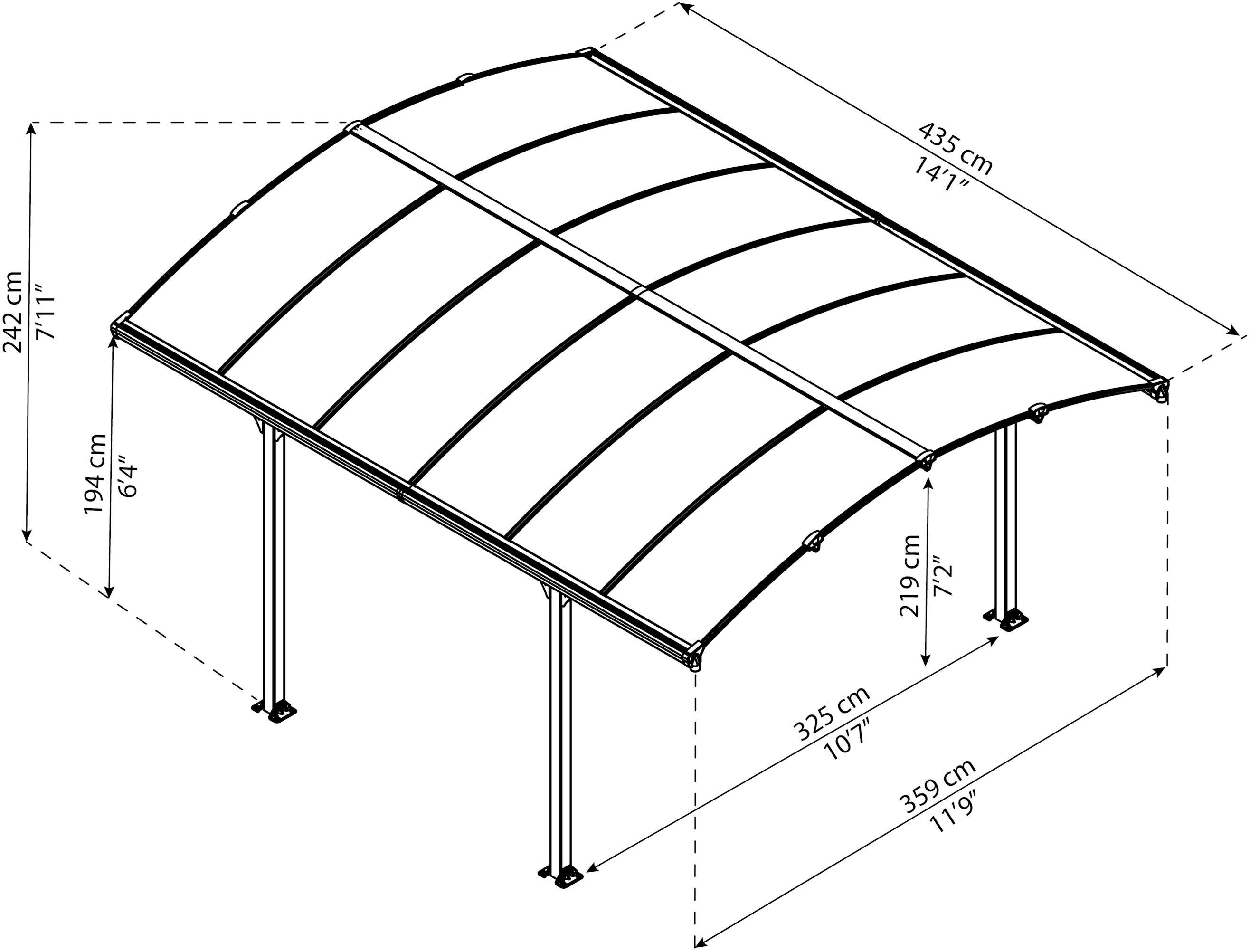 Canopia Carport Tucson 435 x 359 cm anthrazit Canopia Carport Tucson 435 x 359 cm anthrazit
