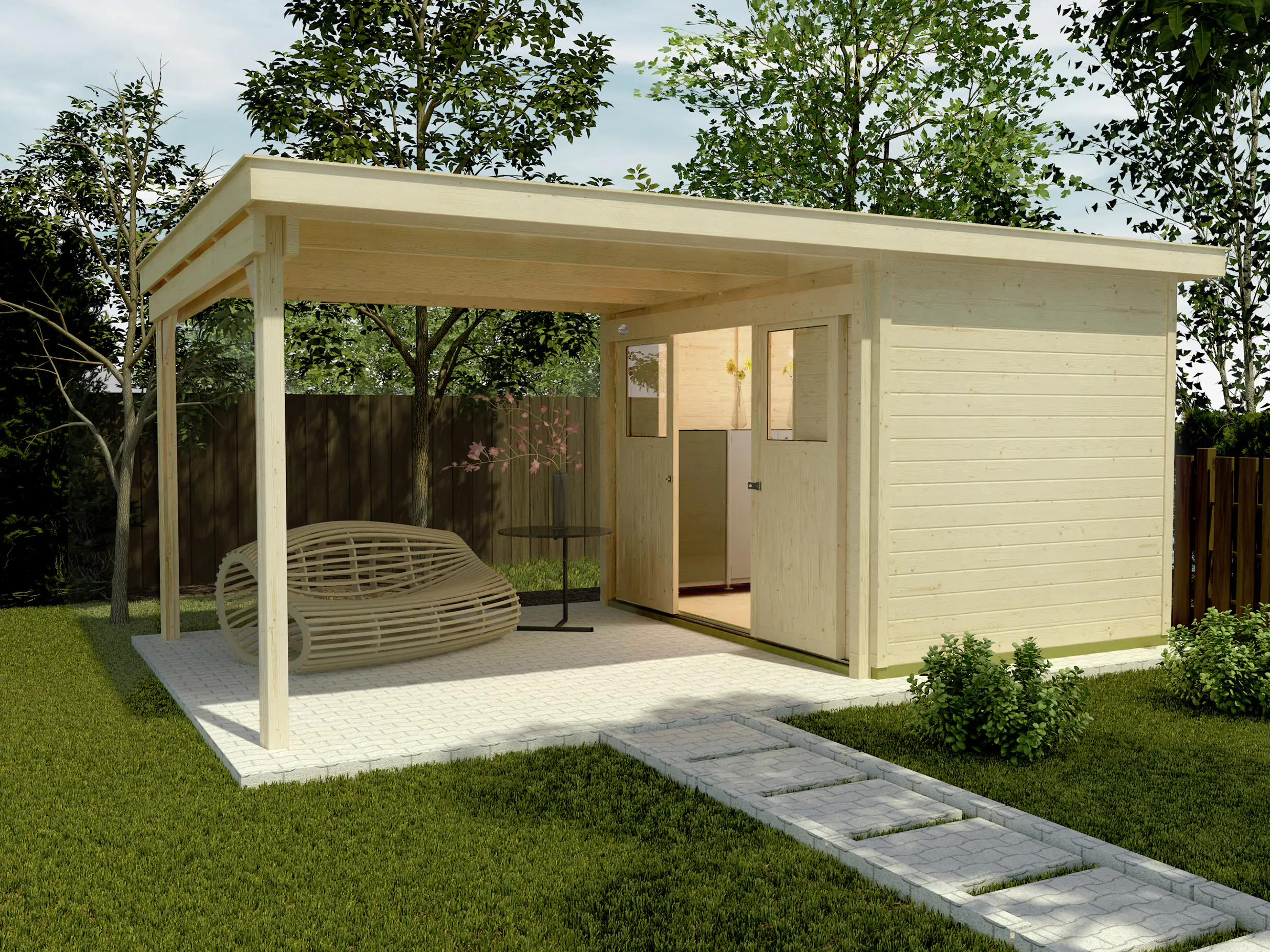 Weka Lounge-Haus 594 x 295 cm natur mit Fußboden Weka Lounge-Haus 594 x 295 cm natur mit Fußboden