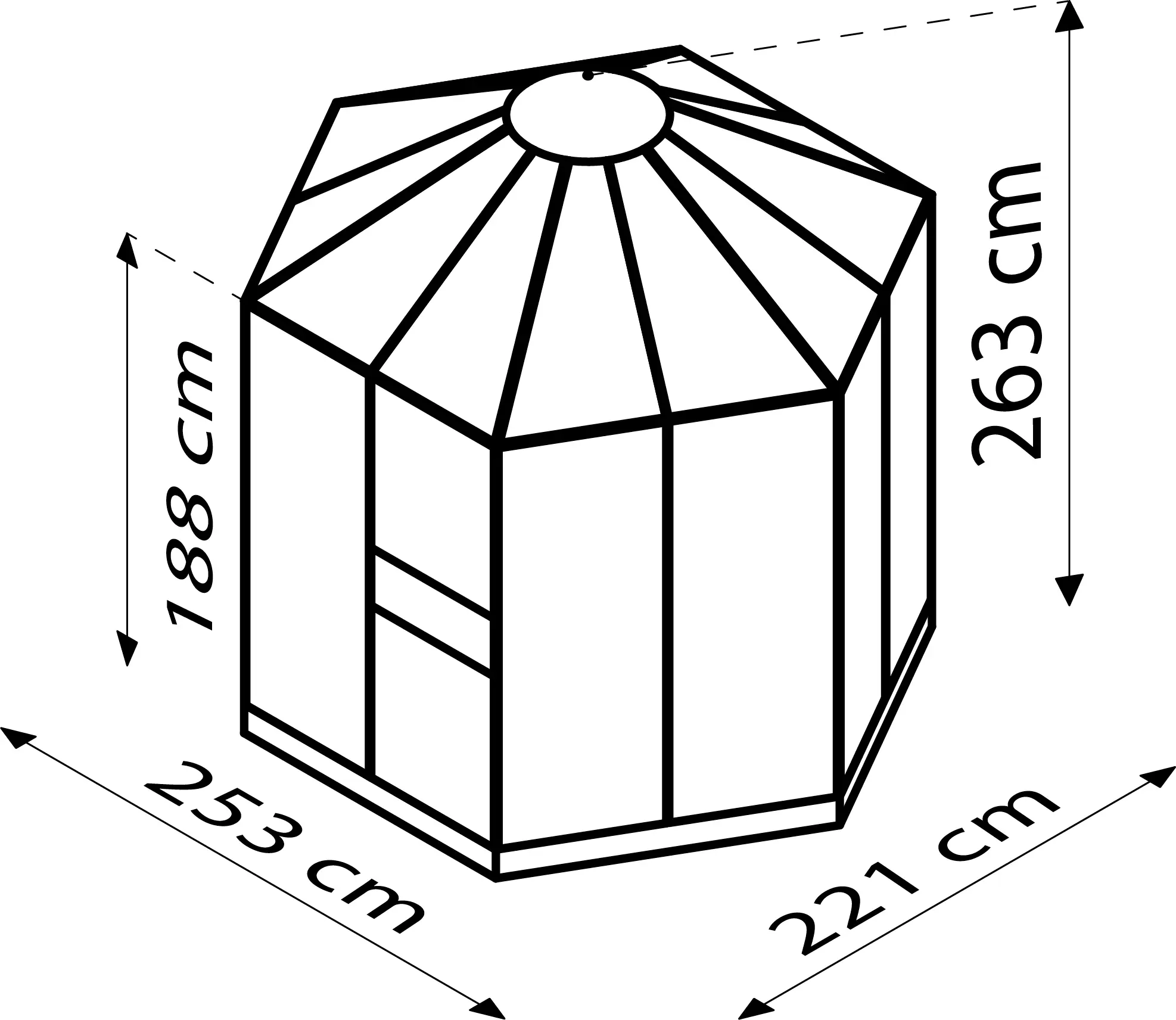 Vitavia Gewächshaus Juno 4500 253 x 221 cm 3 mm Sicherheitsglas