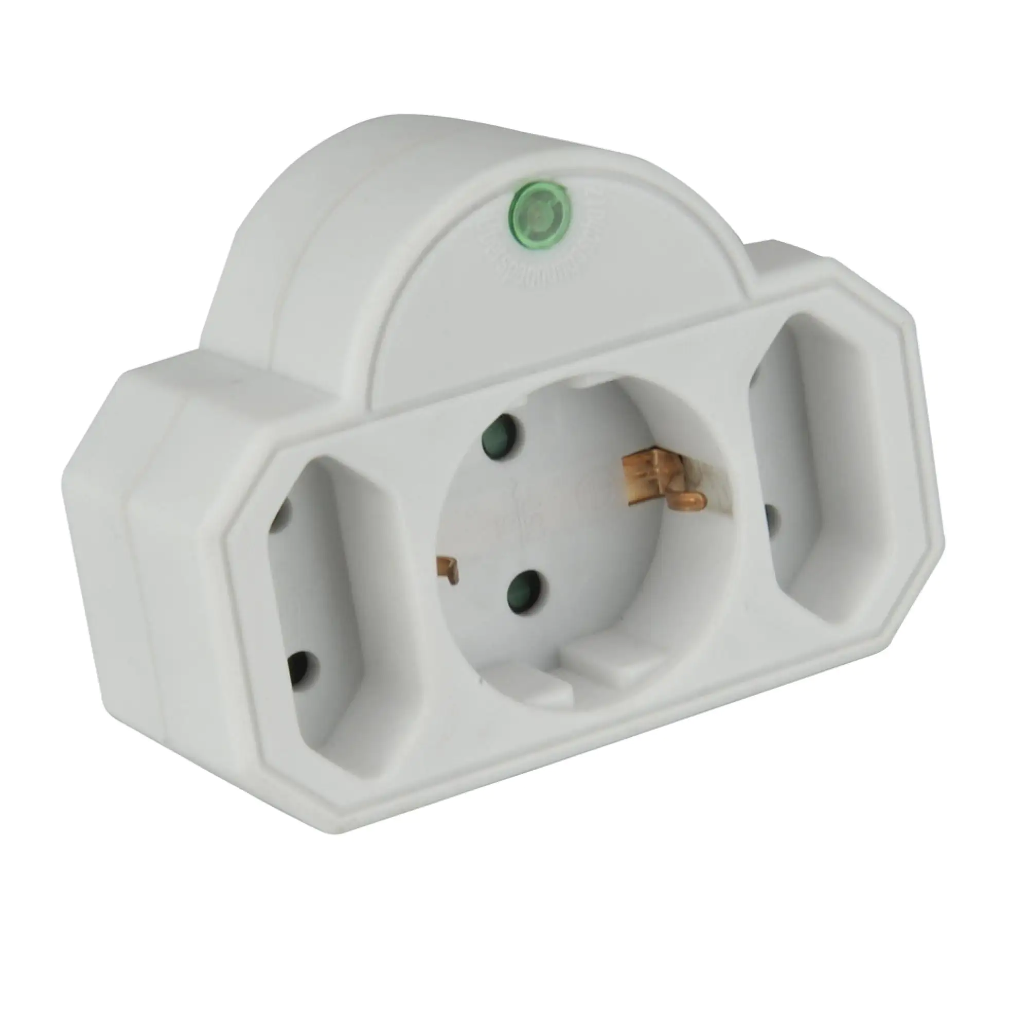 4008153445125 Steckdosenadapter mit Überspannungsschutz 1xSchutz-Kontakt, 2xEuro, weiß