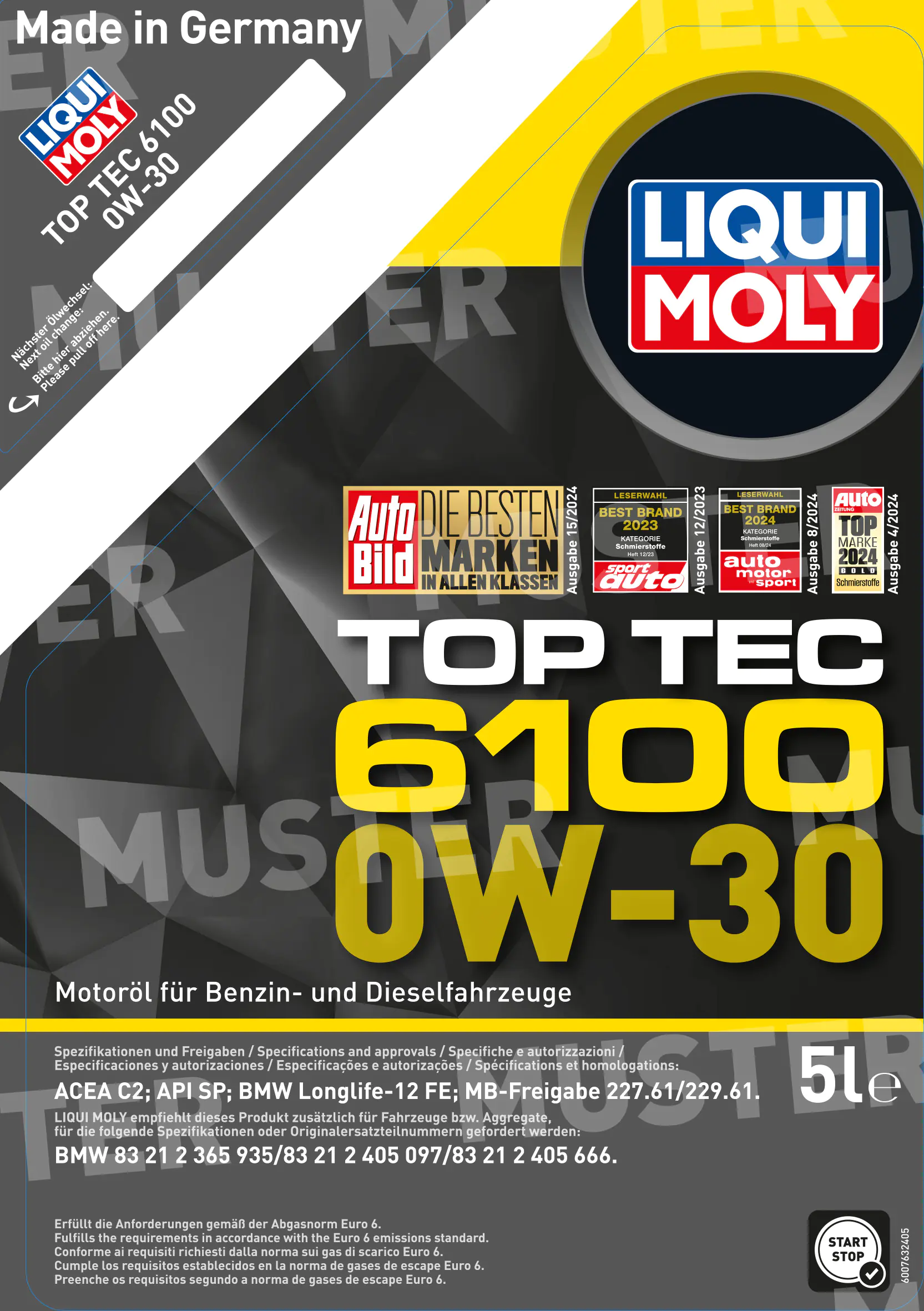 Liqui Moly Motoröl Top Tec 6100 0W-30 5 L