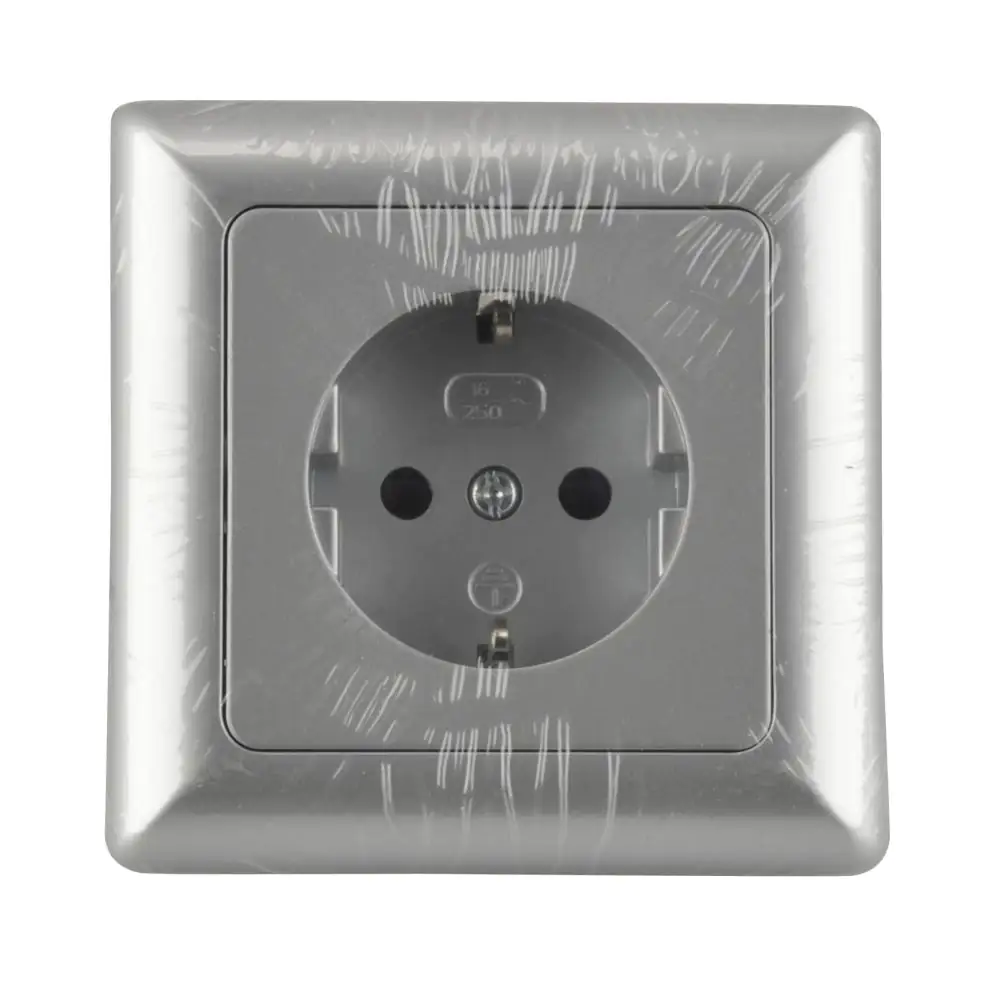 Unitec Steckdose mit Rahmen silber, Serie Genua