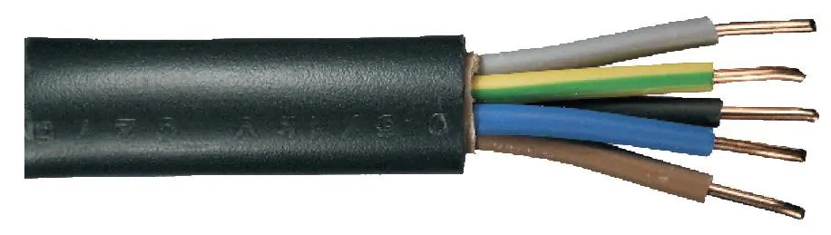 Erdkabel NYY-J 5 x 10 mm² 1 Meter schwarz