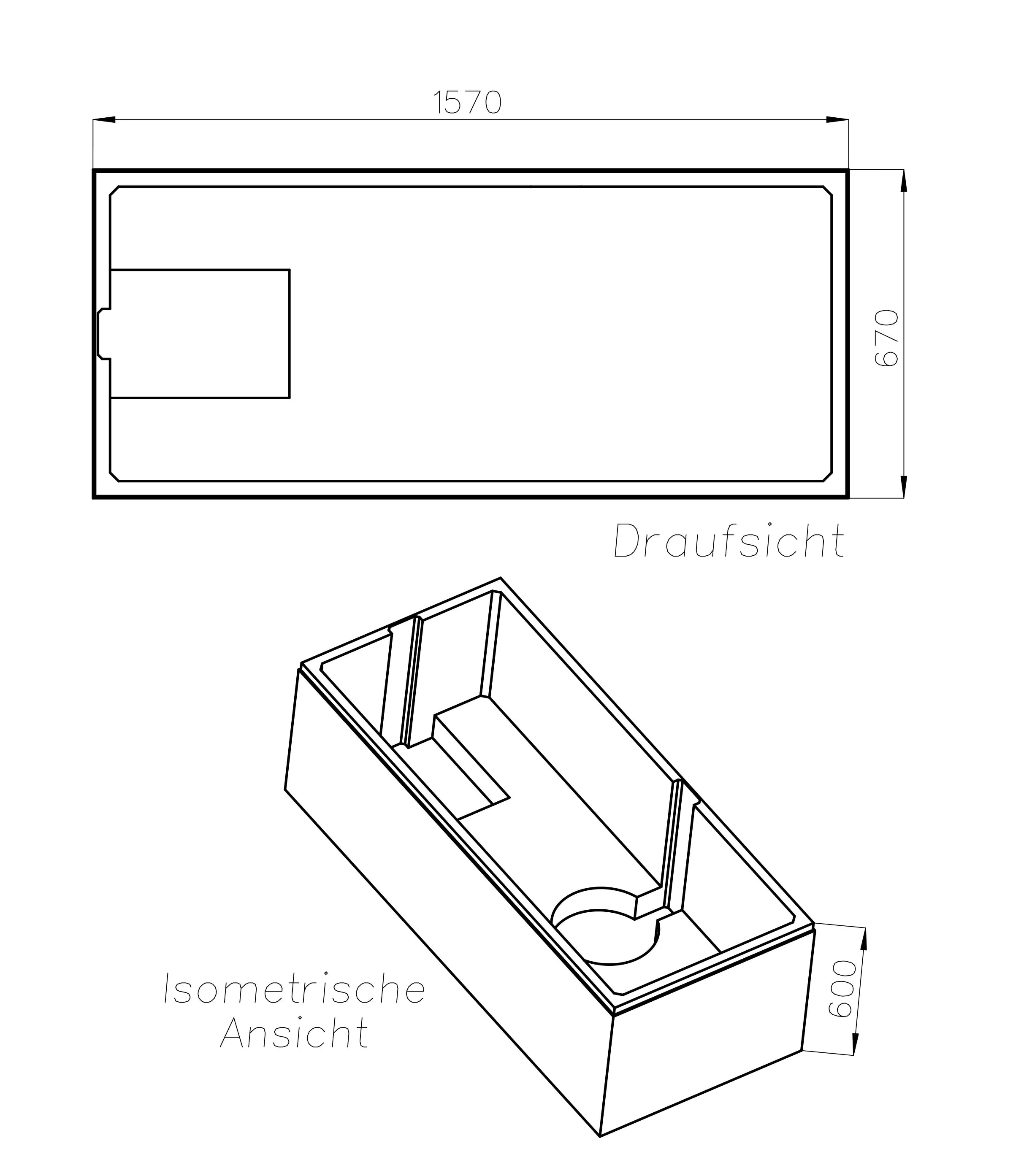 Ottofond Wannenträger Atlanta 1570 x 670 mm